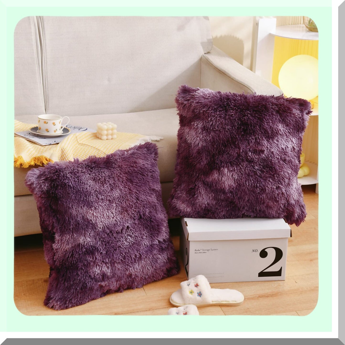 Violet Purple Tie-Dye Cushion Cover Set - Decorative Throw Pillowcase for Sofa, Bedding, Car - 18x18 Inch Pack of 2 - Home Decor Accent