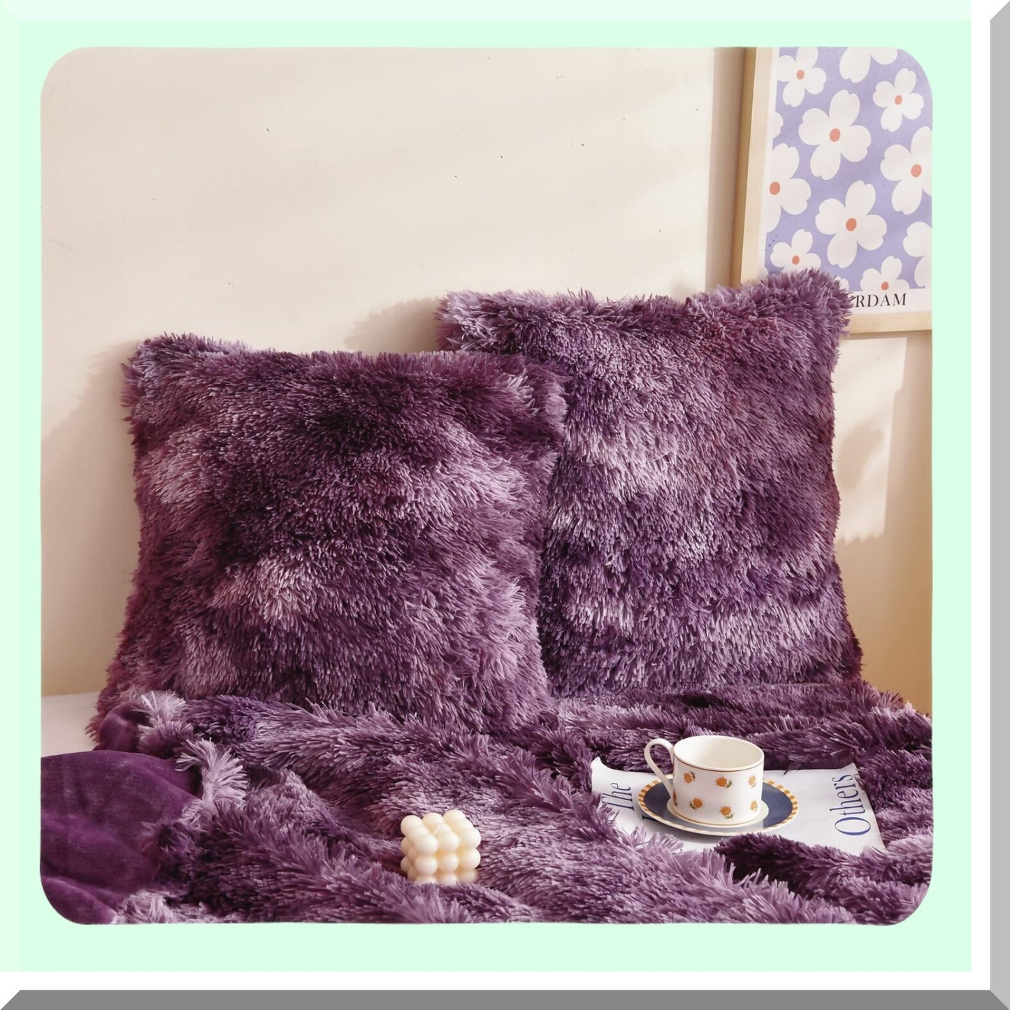 Violet Purple Tie-Dye Cushion Cover Set - Decorative Throw Pillowcase for Sofa, Bedding, Car - 18x18 Inch Pack of 2 - Home Decor Accent