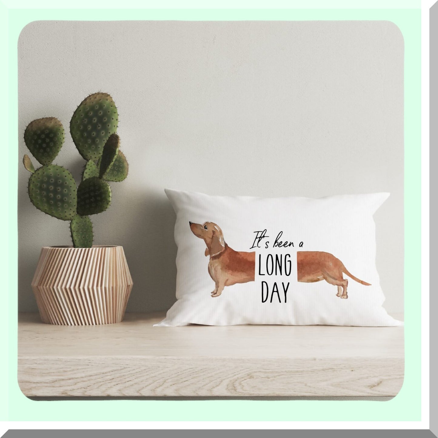 Funny Dachshund Quote Decorative Pillow - Long Day Dog Sofa Bed Cover - Cute Pet Room Home Couch Throw - 12x20 Inch Case
