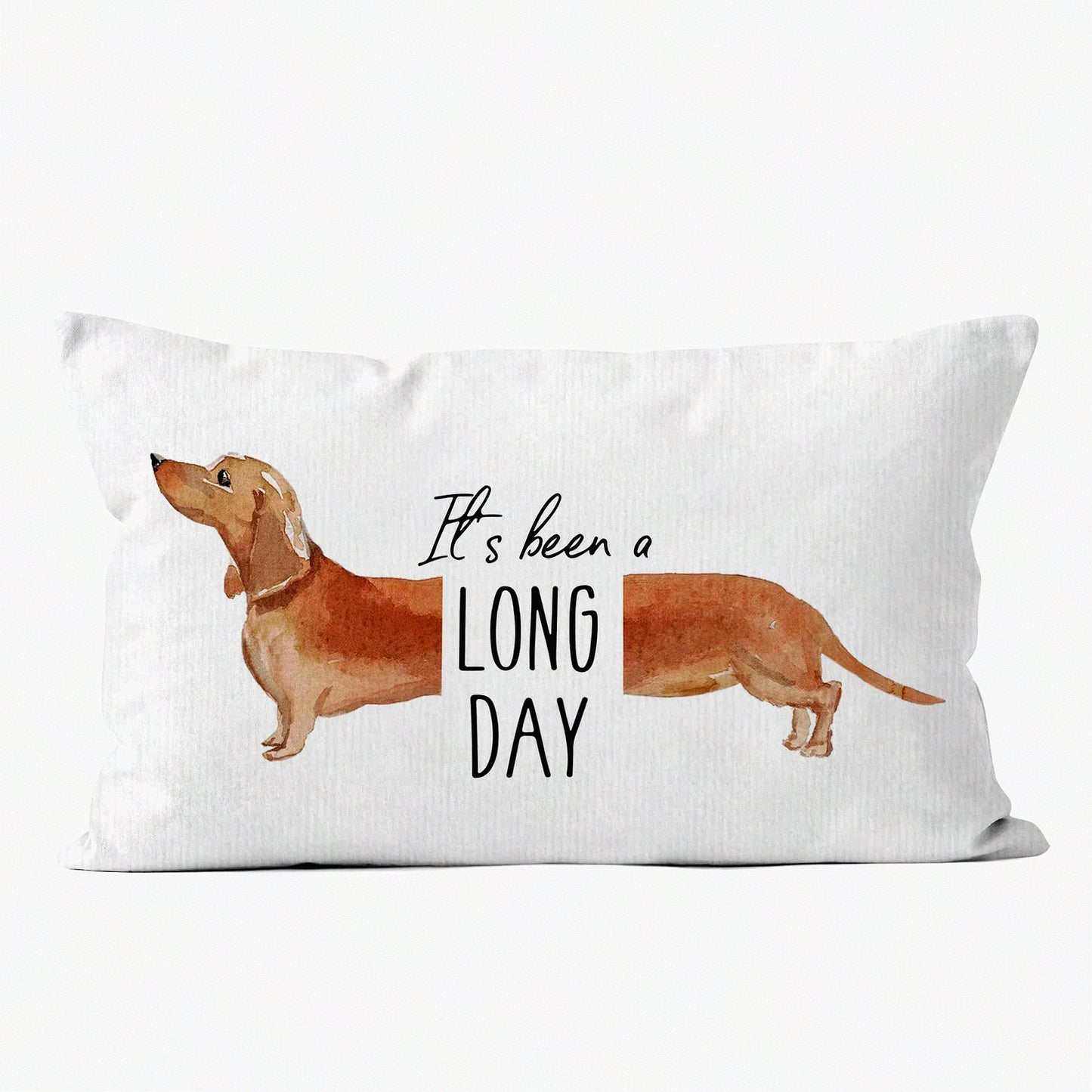 Funny Dachshund Quote Decorative Pillow - Long Day Dog Sofa Bed Cover - Cute Pet Room Home Couch Throw - 12x20 Inch Case