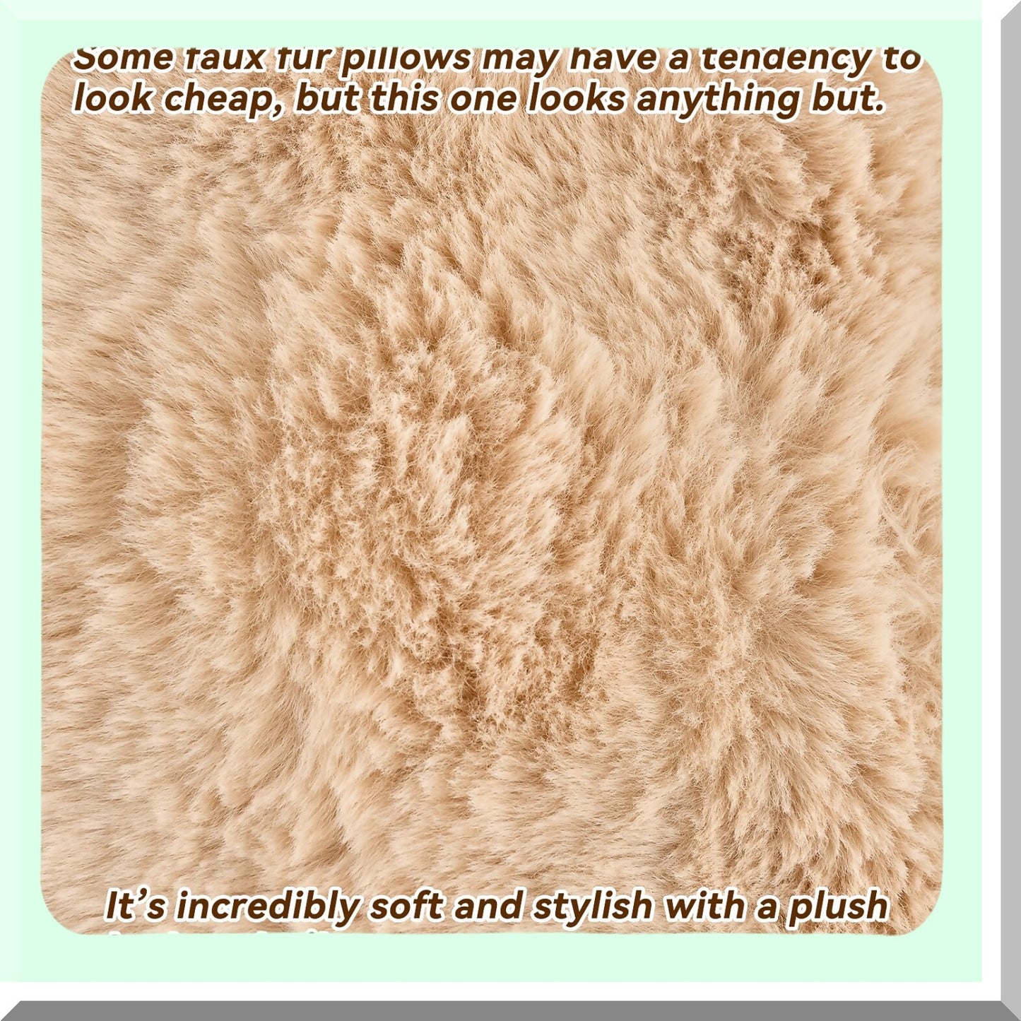 Rabbit Cozy 3D Fuzzy Pillow Covers - Set of 2 Super Soft Cushion Cases for Couch Sofa & Bedroom, 18 x 18-Inch Camel - Dense & Plush