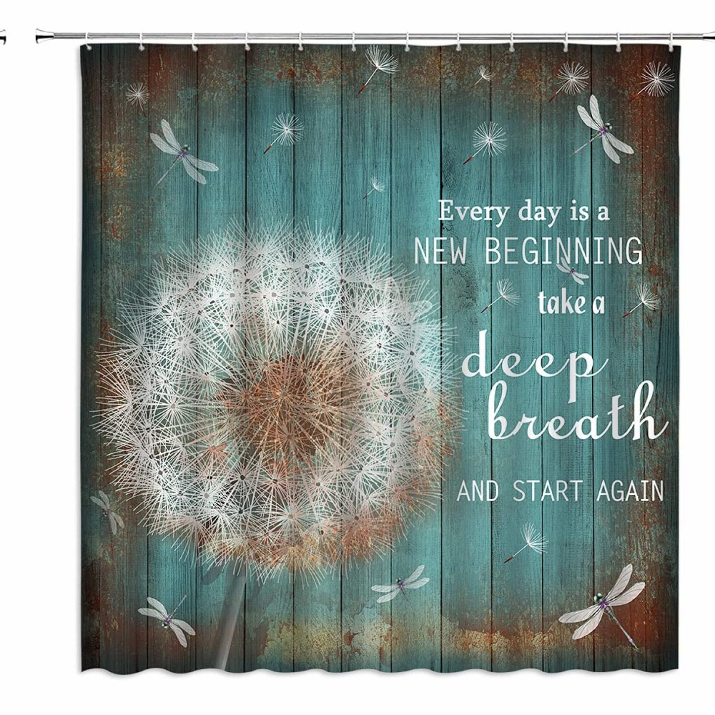 Dandelions Dragonfly Shower Curtain 70x70 Inch