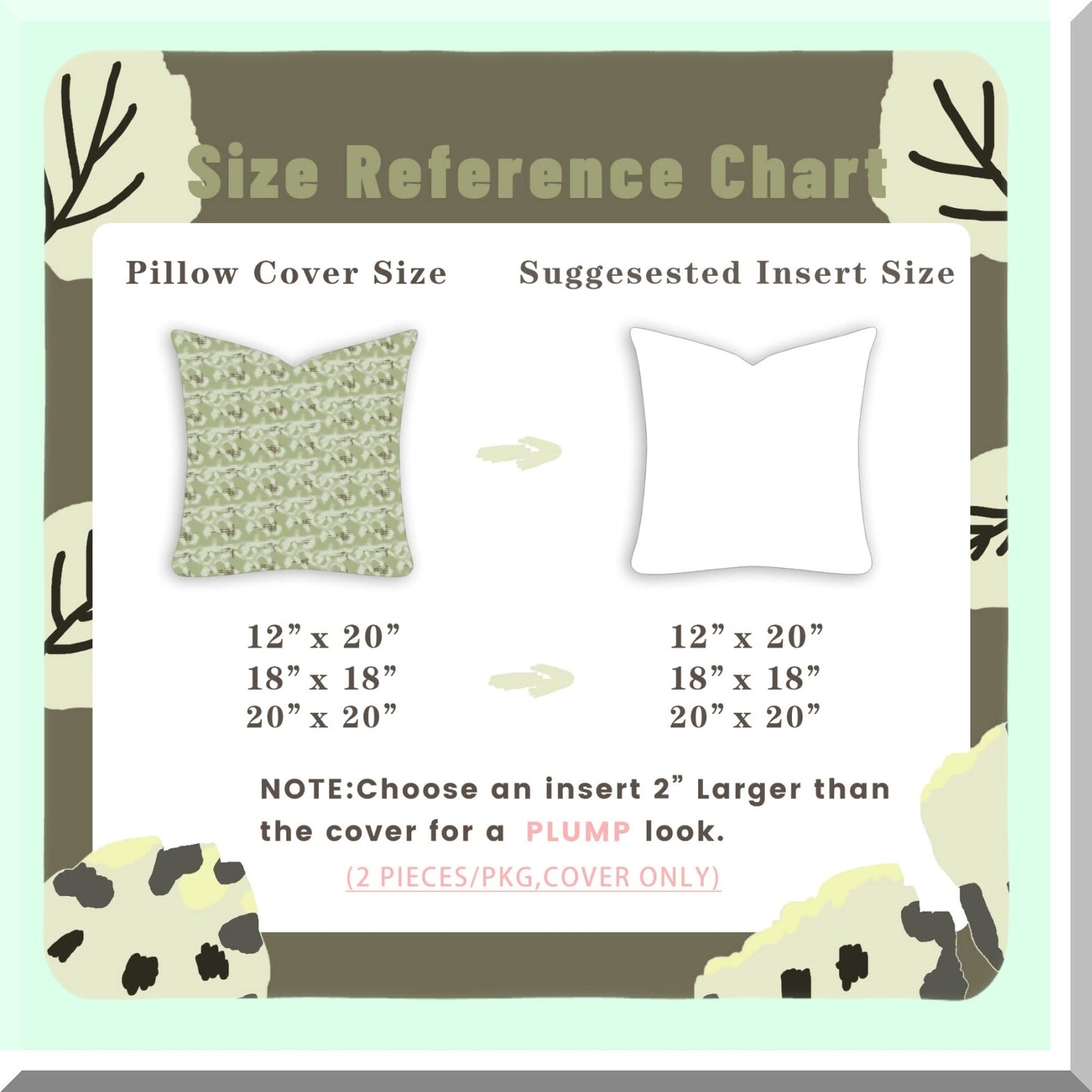 Rustic Farmhouse Textured Throw Pillow Covers Set of 2 - 12x20 Decorative Cushion Cases for Bed & Couch, Neutral Olive Green Accent Pillows for Living Room