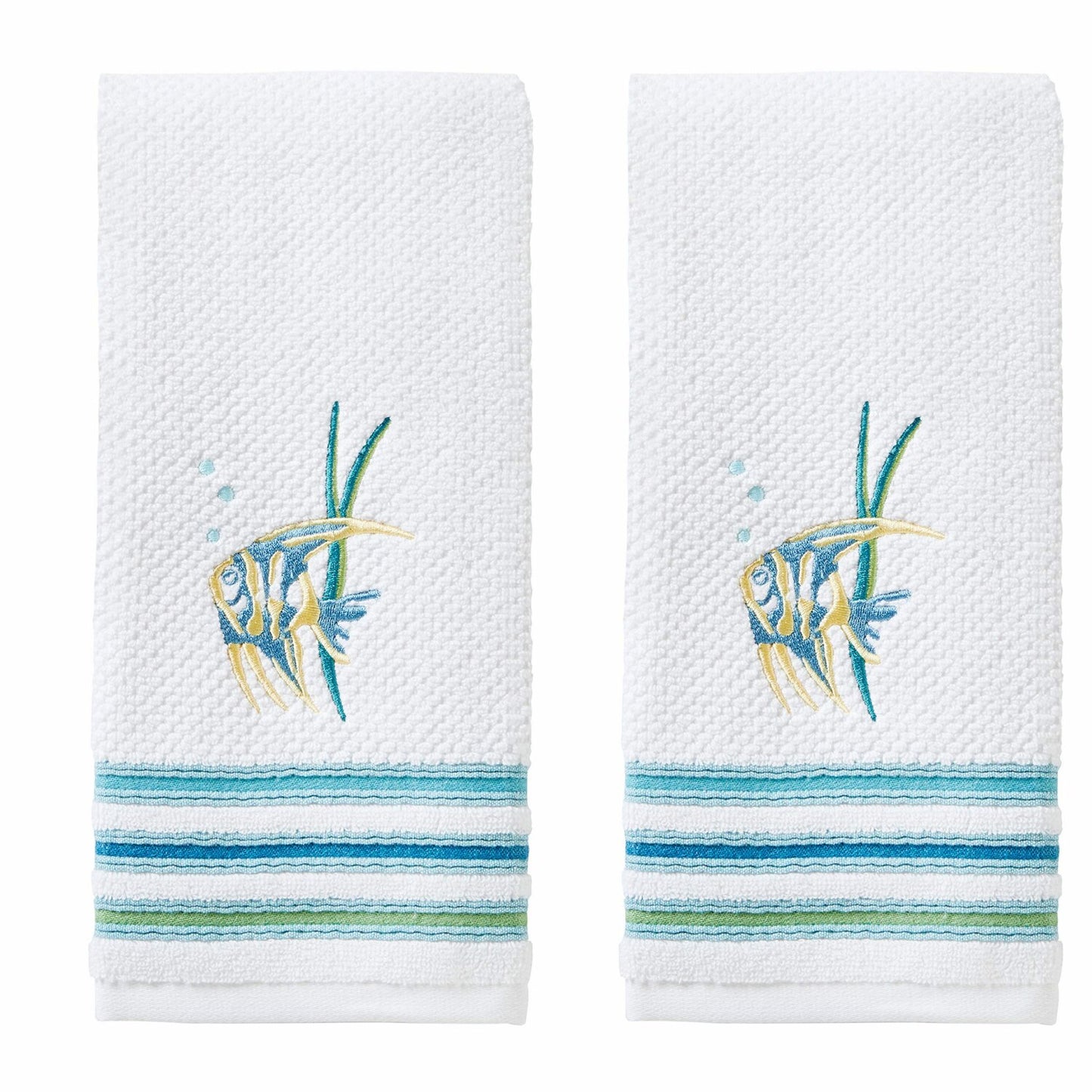Ocean Watercolor Hand Towels 2-Pack 16x26 White