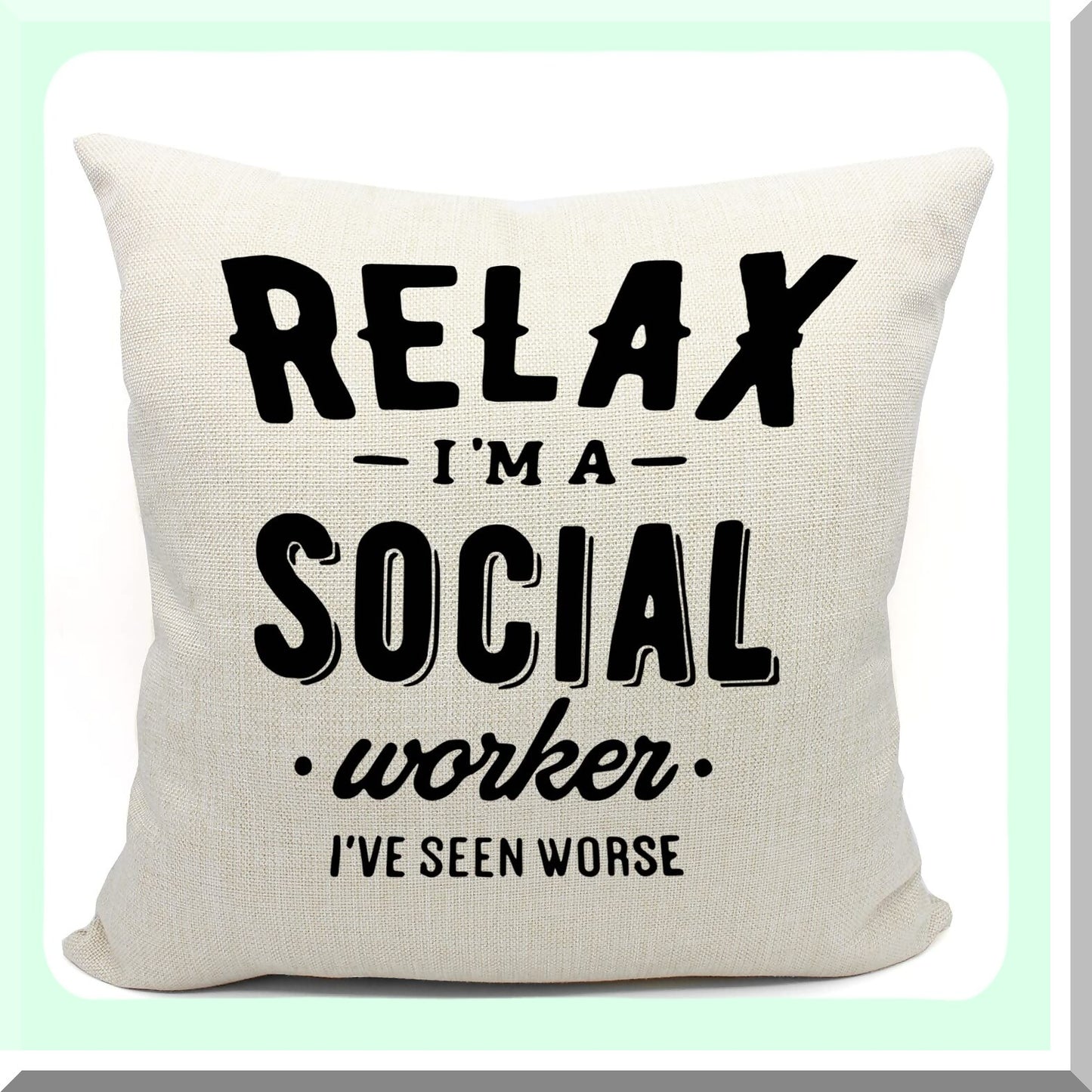 Social Work Superstar Pillow Cover - Graduation & Office Gift Exchange Idea - 18x18 Inch Cushion Cover for Sofa, Couch, Bed - Gifts for Women Workers - Unique Decor Accent