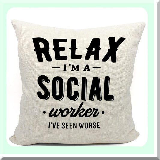 Social Work Superstar Pillow Cover - Graduation & Office Gift Exchange Idea - 18x18 Inch Cushion Cover for Sofa, Couch, Bed - Gifts for Women Workers - Unique Decor Accent