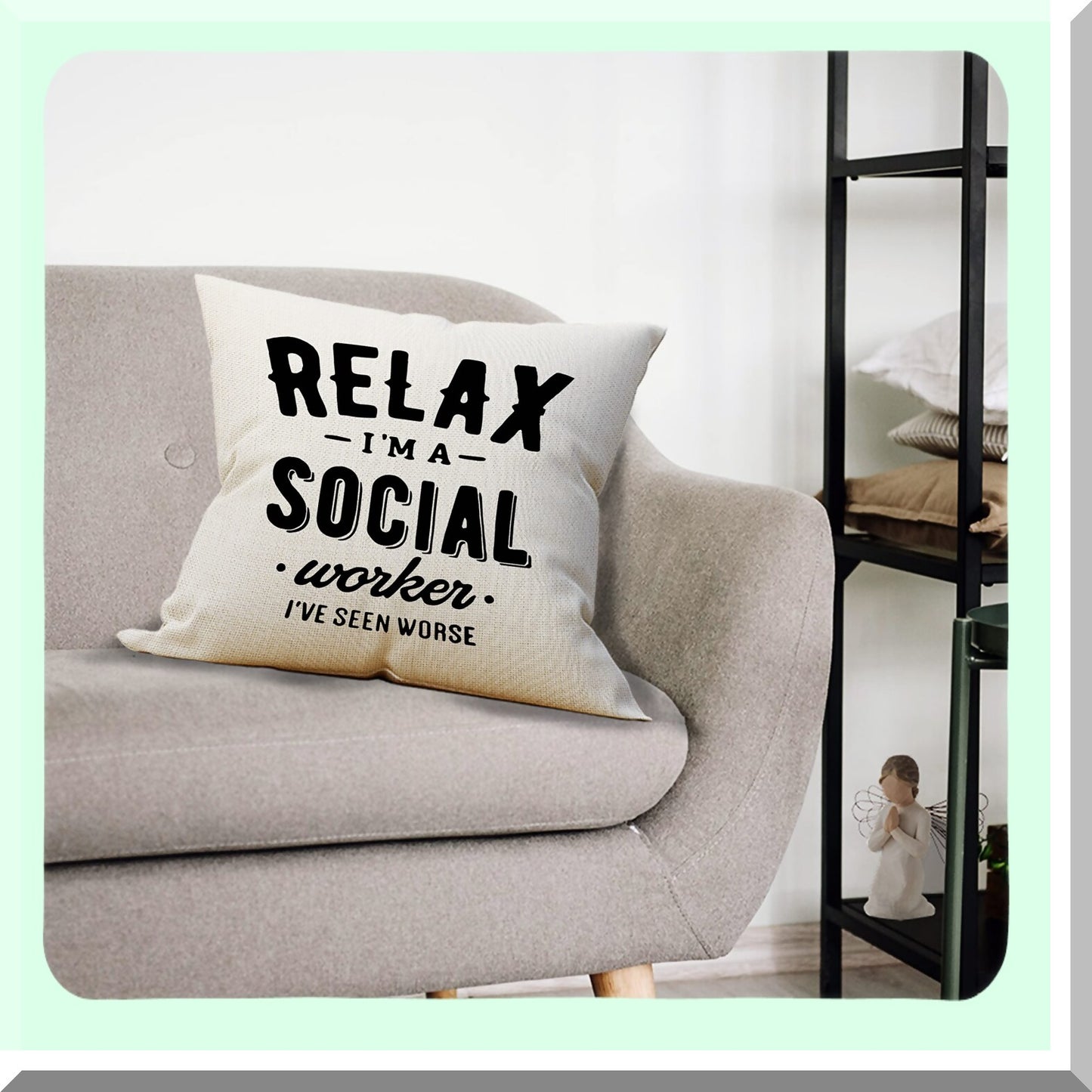 Social Work Superstar Pillow Cover - Graduation & Office Gift Exchange Idea - 18x18 Inch Cushion Cover for Sofa, Couch, Bed - Gifts for Women Workers - Unique Decor Accent