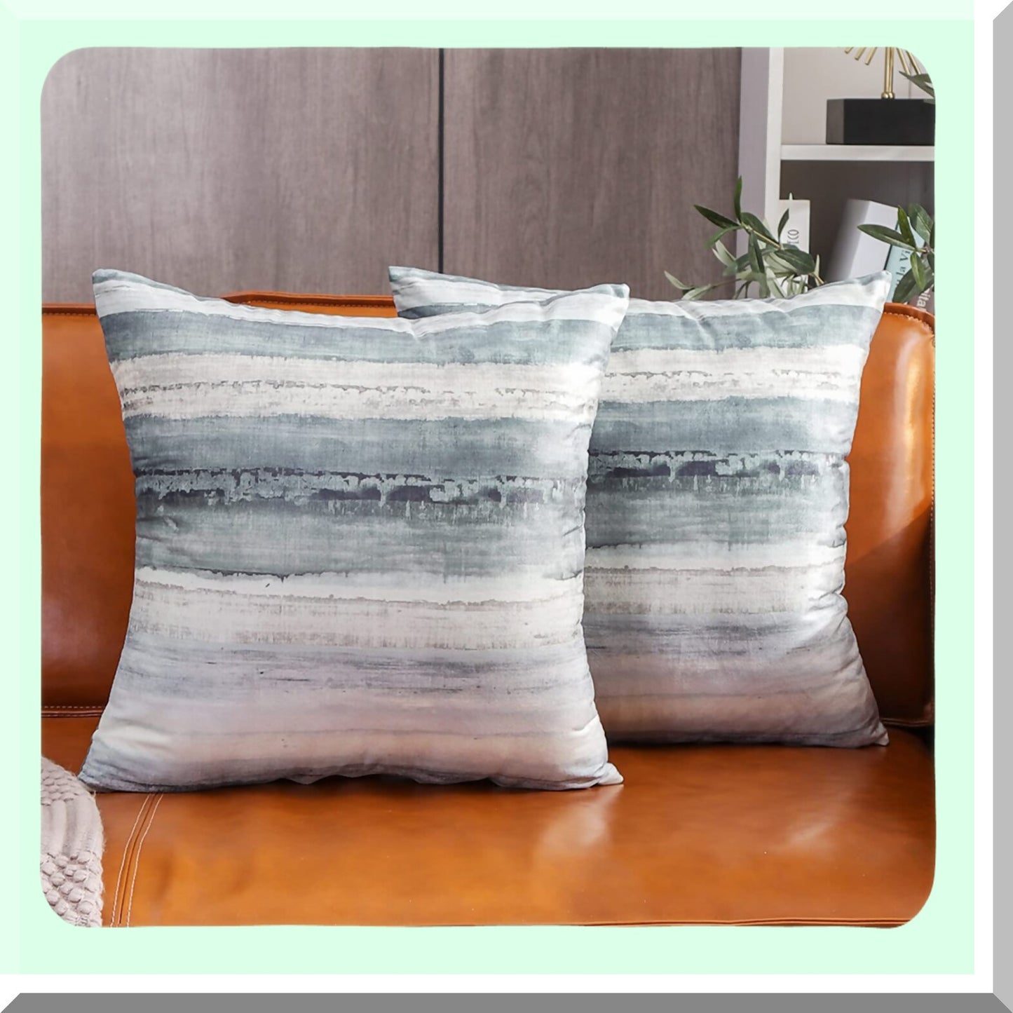 Abstract Watercolor Velvet Throw Pillow Covers - Soft Decorative Cushion Cover Set, Modern Double-Sided Pillowcases for Couch, 18 x 18 inch, Pack of 2, Grey