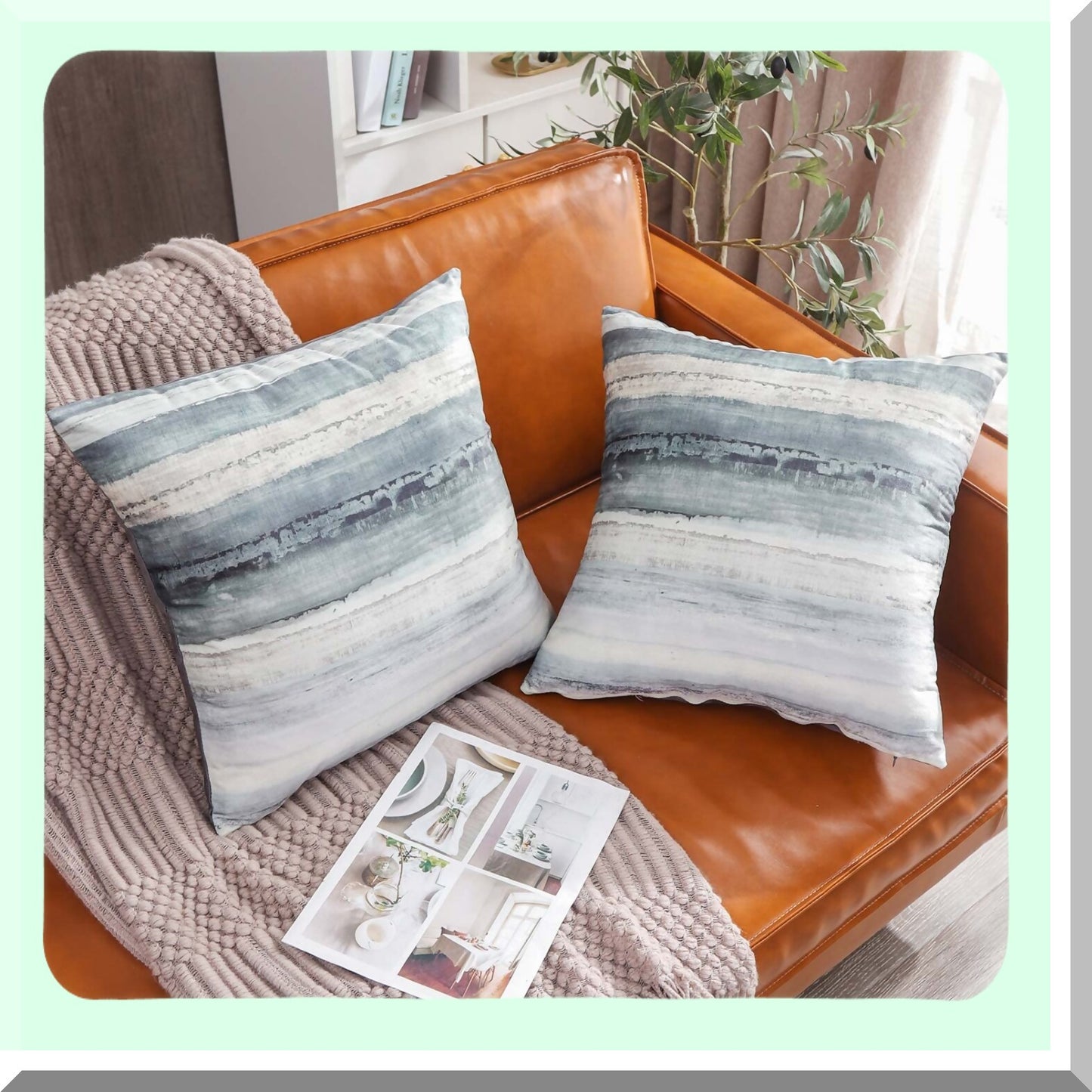 Abstract Watercolor Velvet Throw Pillow Covers - Soft Decorative Cushion Cover Set, Modern Double-Sided Pillowcases for Couch, 18 x 18 inch, Pack of 2, Grey