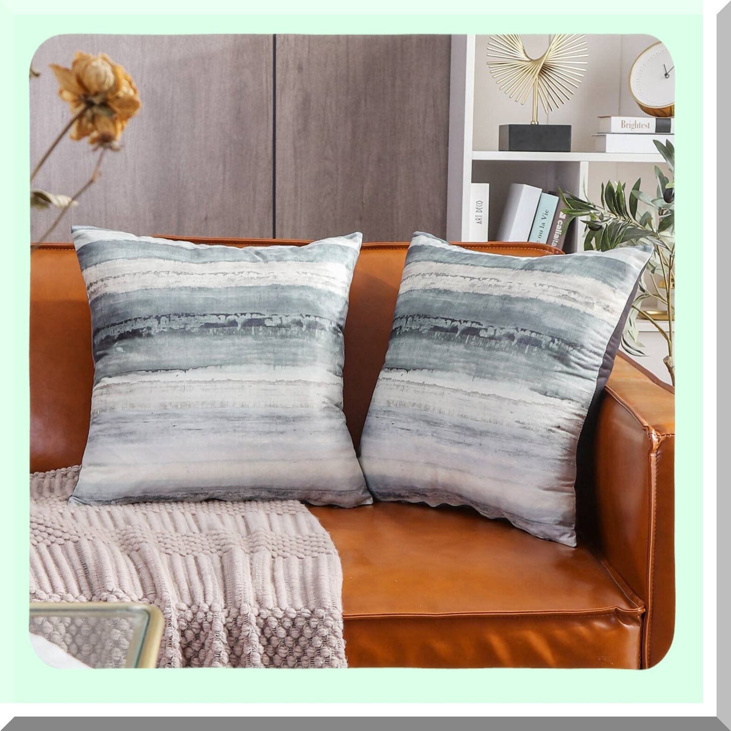 Abstract Watercolor Velvet Throw Pillow Covers - Soft Decorative Cushion Cover Set, Modern Double-Sided Pillowcases for Couch, 18 x 18 inch, Pack of 2, Grey