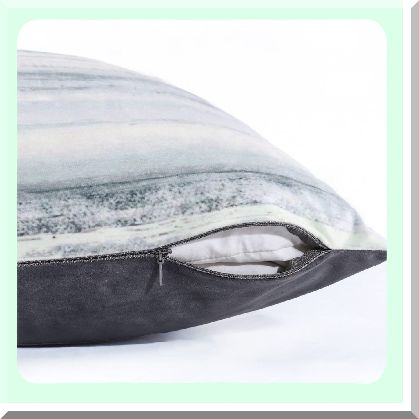 Abstract Watercolor Velvet Throw Pillow Covers - Soft Decorative Cushion Cover Set, Modern Double-Sided Pillowcases for Couch, 18 x 18 inch, Pack of 2, Grey