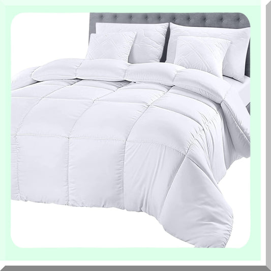 Luxury Cloud Down Alternative Comforter - Twin Size White - Quilted Comforter with Corner Tabs - Box Stitched Duvet Insert for Ultimate Comfort and Style