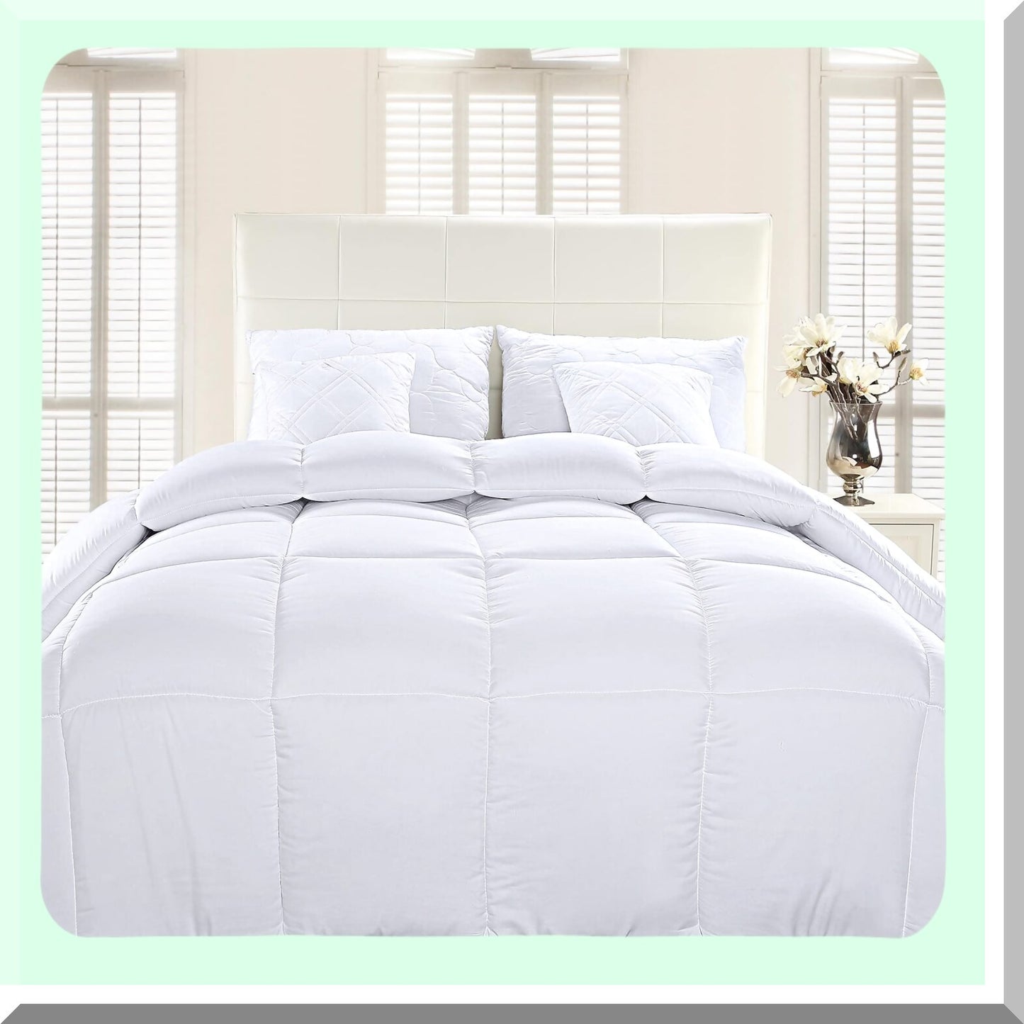 Luxury Cloud Down Alternative Comforter - Twin Size White - Quilted Comforter with Corner Tabs - Box Stitched Duvet Insert for Ultimate Comfort and Style