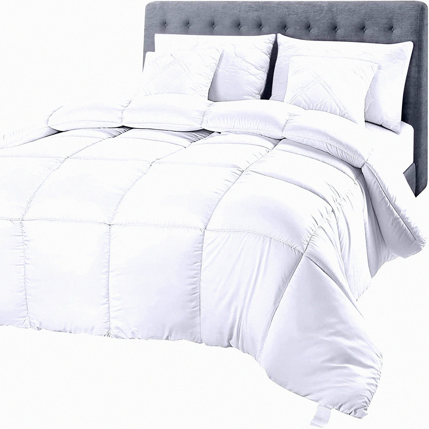 Luxury Cloud Down Alternative Comforter - Twin Size White - Quilted Comforter with Corner Tabs - Box Stitched Duvet Insert for Ultimate Comfort and Style