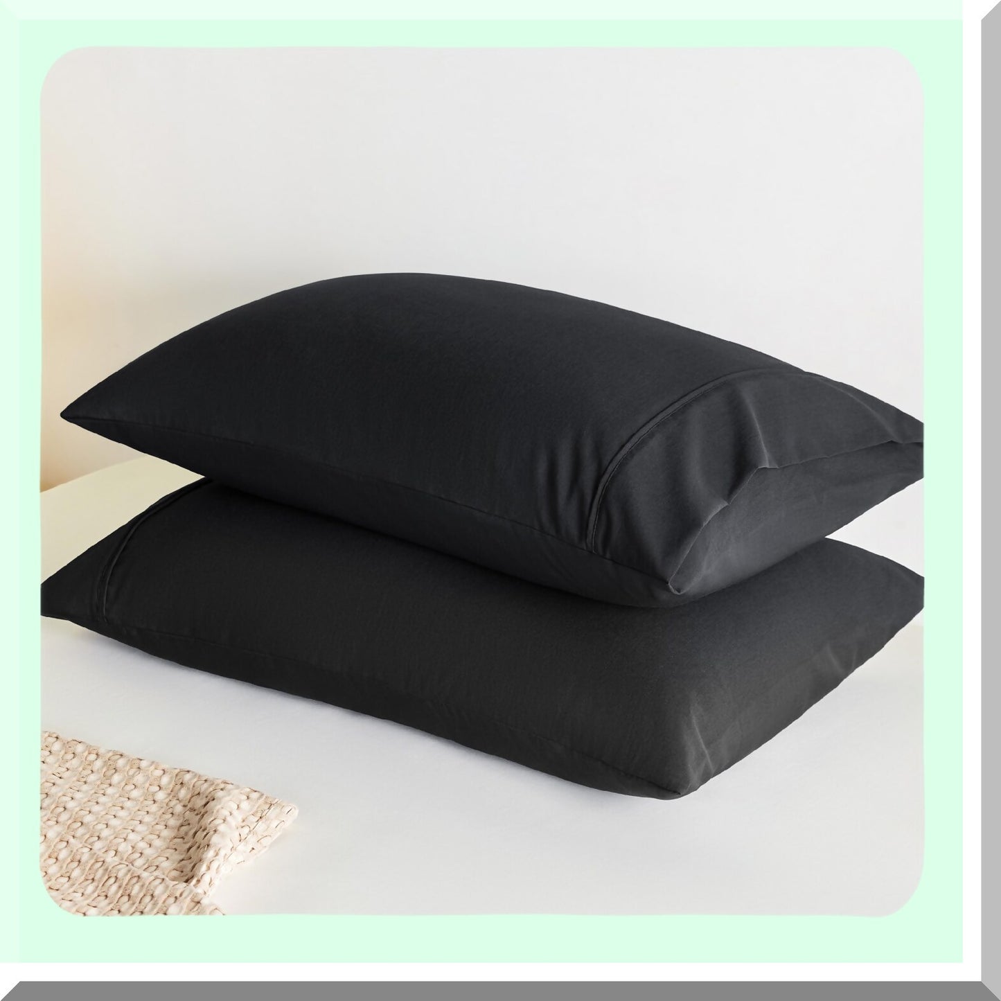 CoolBamboo Breathable Pillowcase Set - Queen Size 20x30 Inches - Soft & Wrinkle-Free Black Pillow Covers - Envelope Closure - 2 Pack - Gifts