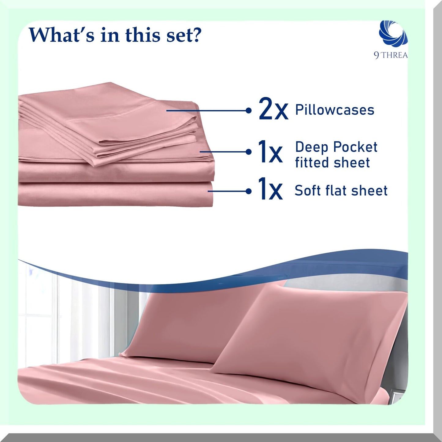 Luxury Cotton Sateen Deep Pocket Bed Sheets - 400 Thread Count Full Size Light Pink - Crisp, Cool, Strong Bed Linen - Breathable & Soft Cotton Bedsheets