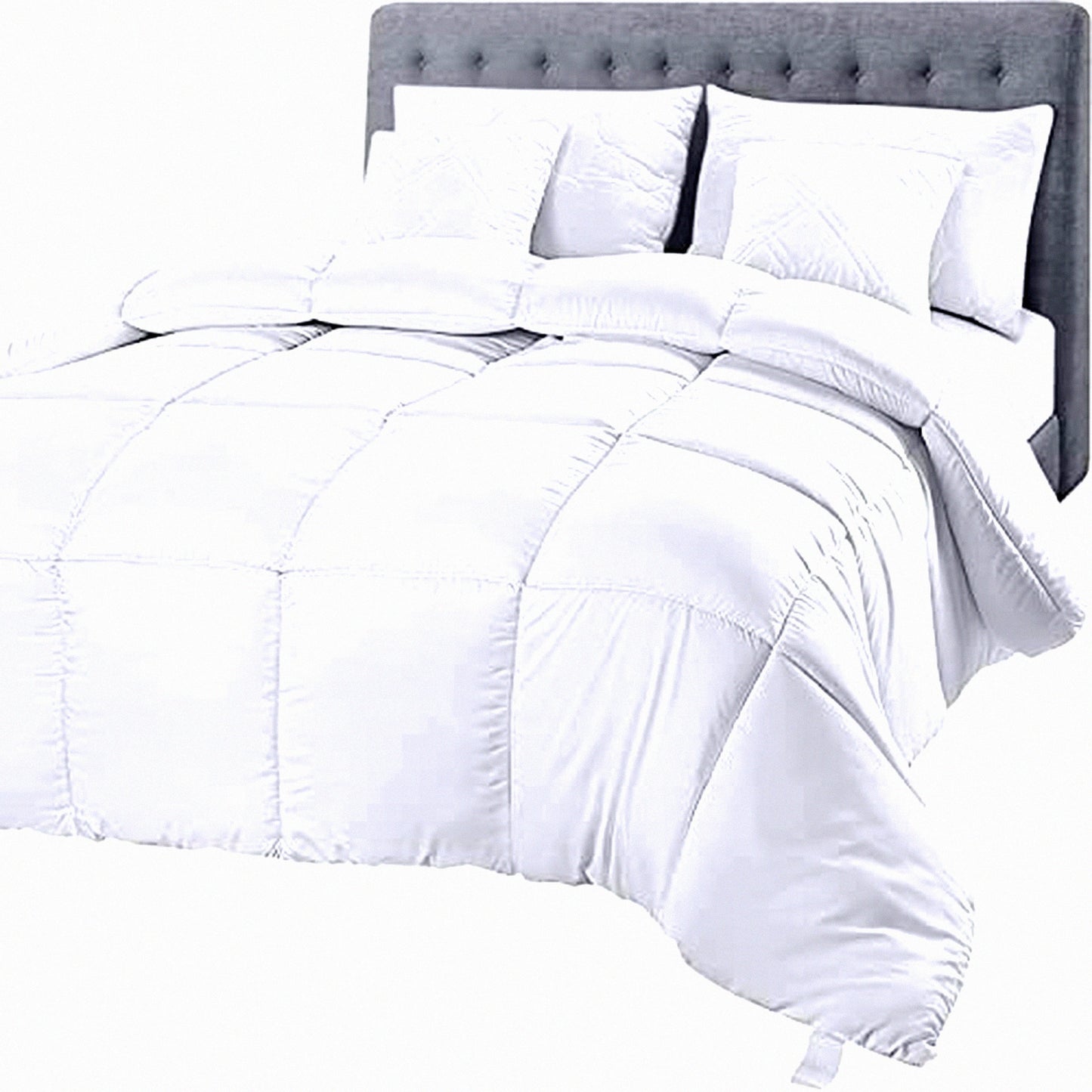 Luxury Cloud Quilted Comforter - Premium Down Alternative Duvet Insert with Corner Tabs & Box Stitched Design for Queen Size Bed - White Comforter
