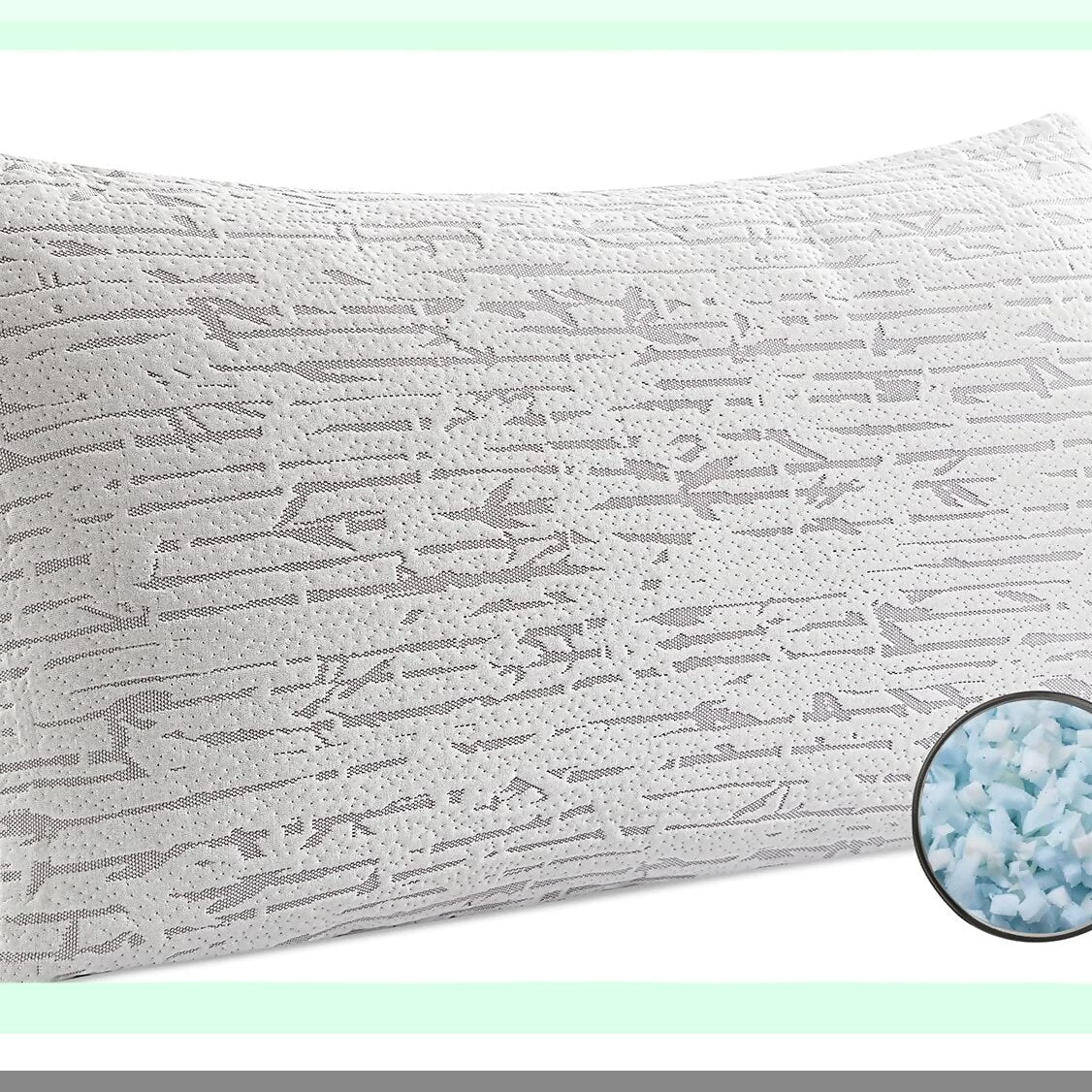 CoolBamboo Memory Foam Pillow - Queen Size Set of 1 Adjustable Cooling Pillows with Removable Cover - Rayon Derived Bed Pillow