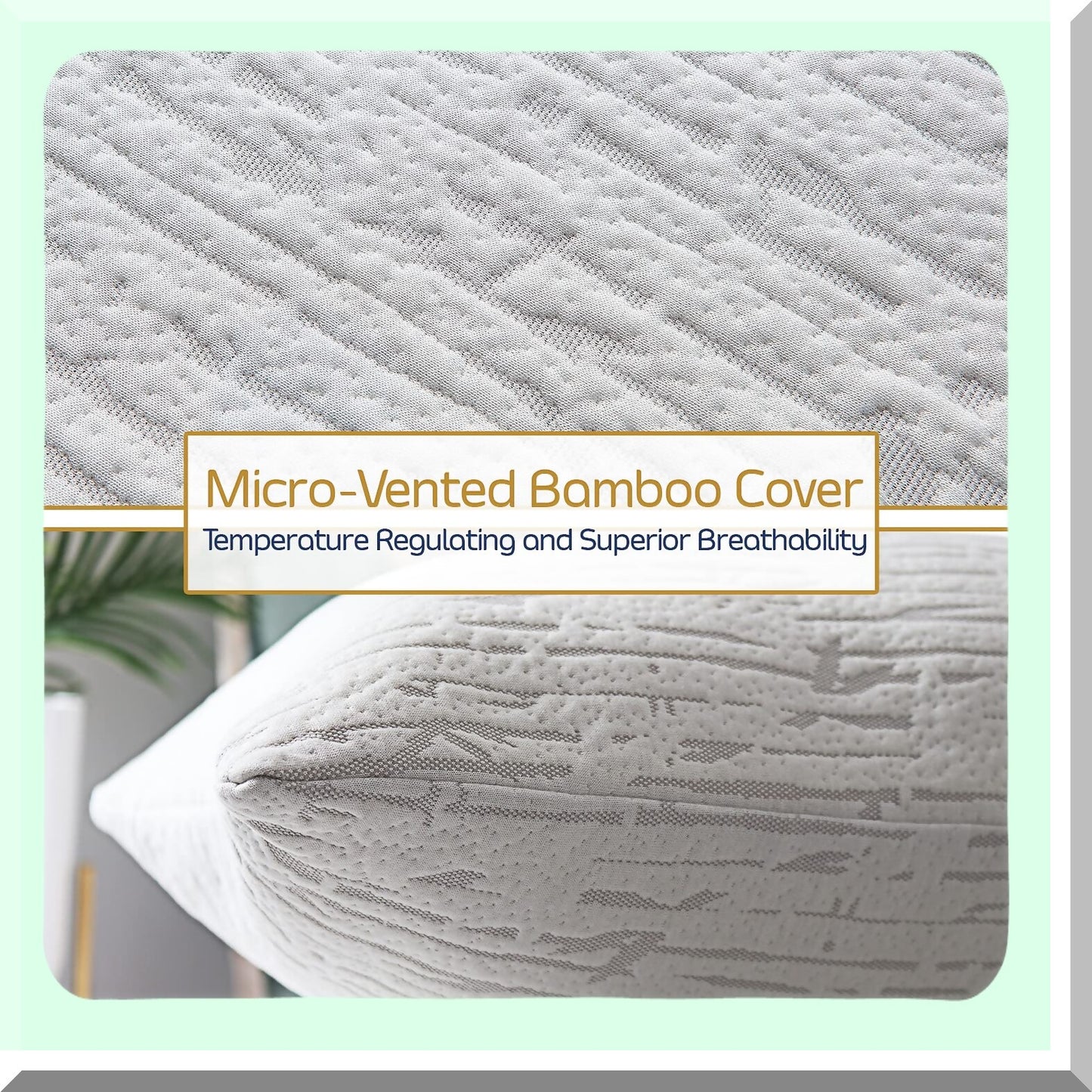 CoolBamboo Memory Foam Pillow - Queen Size Set of 1 Adjustable Cooling Pillows with Removable Cover - Rayon Derived Bed Pillow