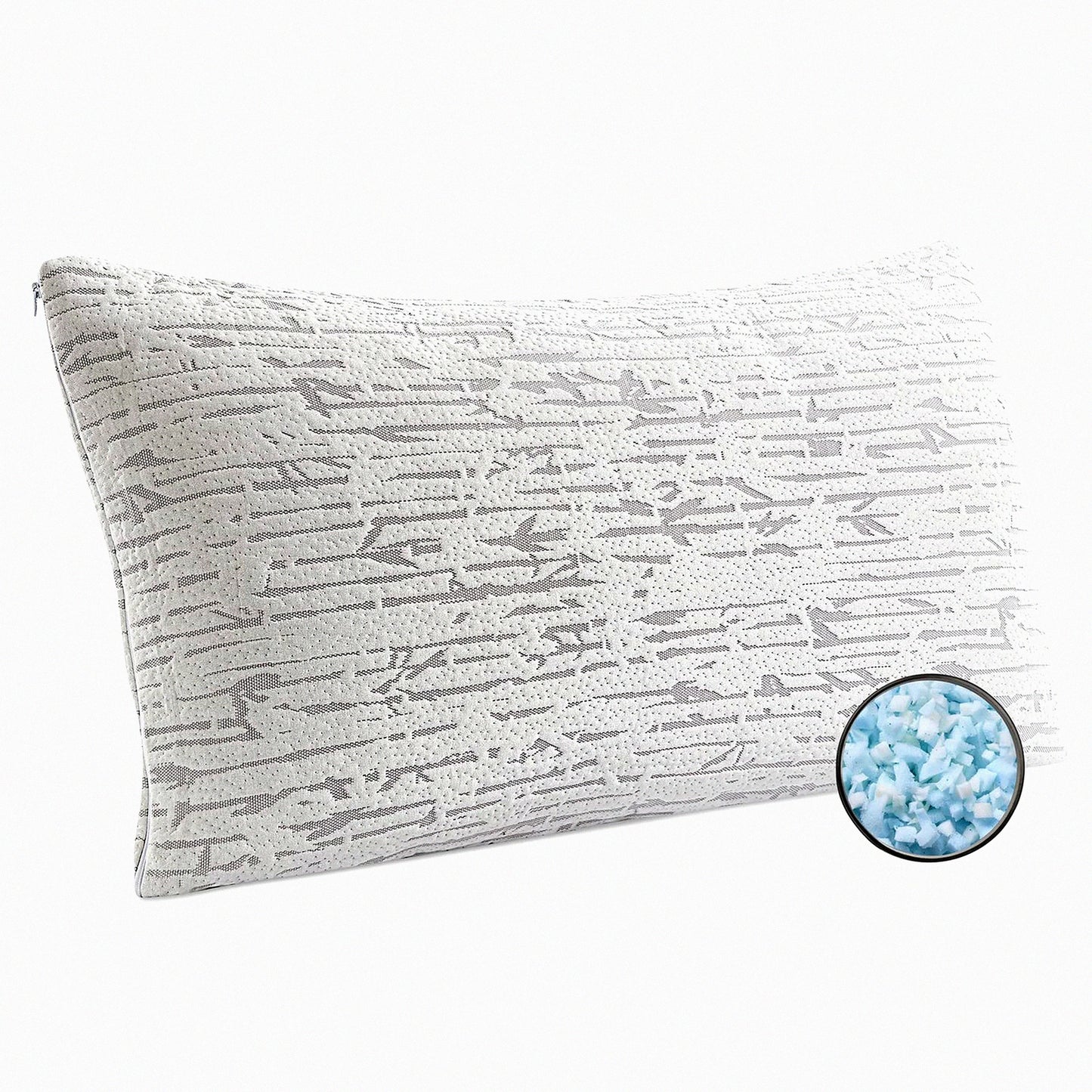 CoolBamboo Memory Foam Pillow - Queen Size Set of 1 Adjustable Cooling Pillows with Removable Cover - Rayon Derived Bed Pillow