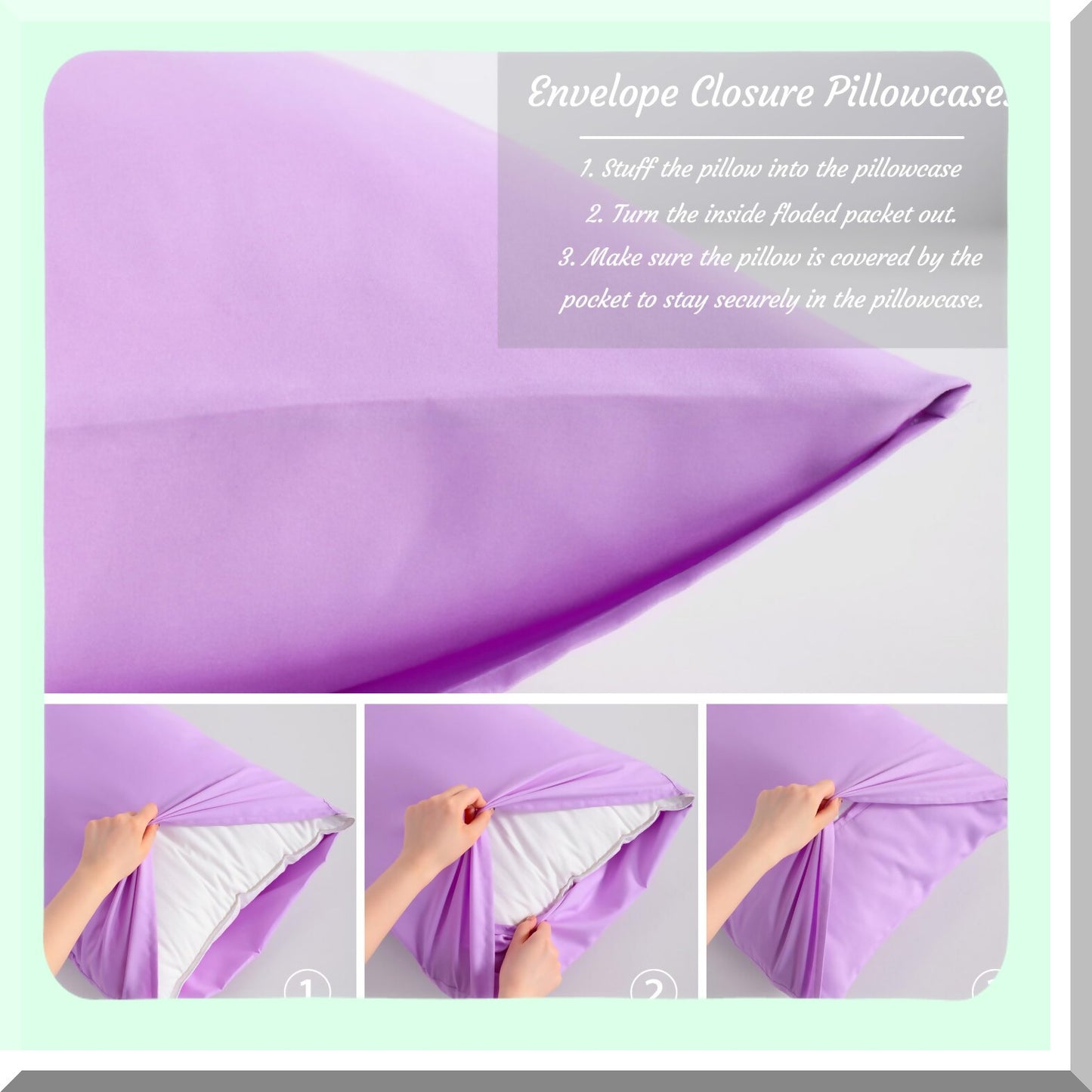Luxury Lavender Pillowcase Set - 2 Pack Brushed Microfiber 20x30 Pillowcases | Soft, Wrinkle-Free, Fade & Stain Resistant | Envelope Closure | Queen Size 20x30 Inches