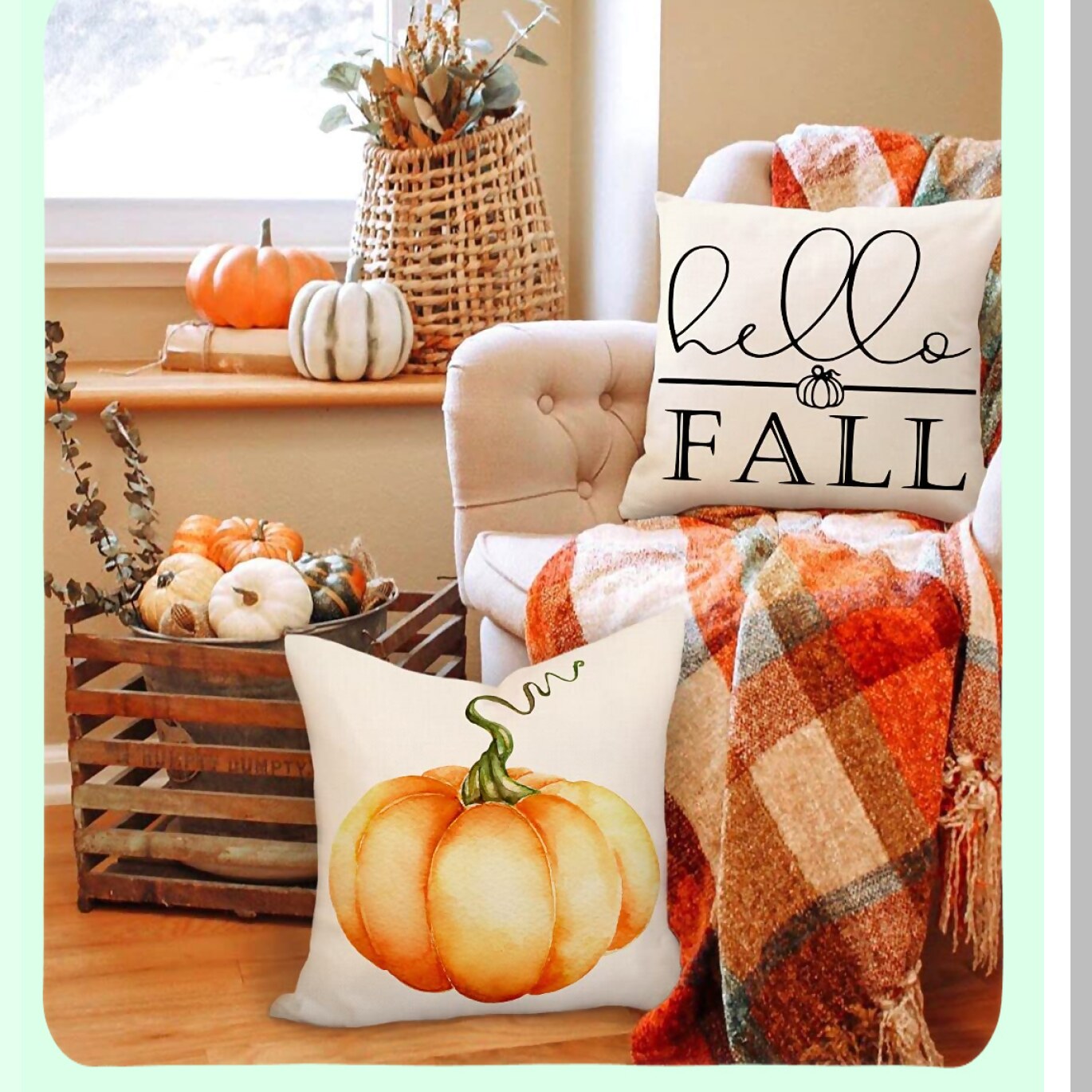 Autumn Harvest Pillow Covers Set of 4 - Pumpkin Farmhouse Decor Throw Cushion Cases for Fall Thanksgiving Home Decor - 18x18 Decorative Pillows