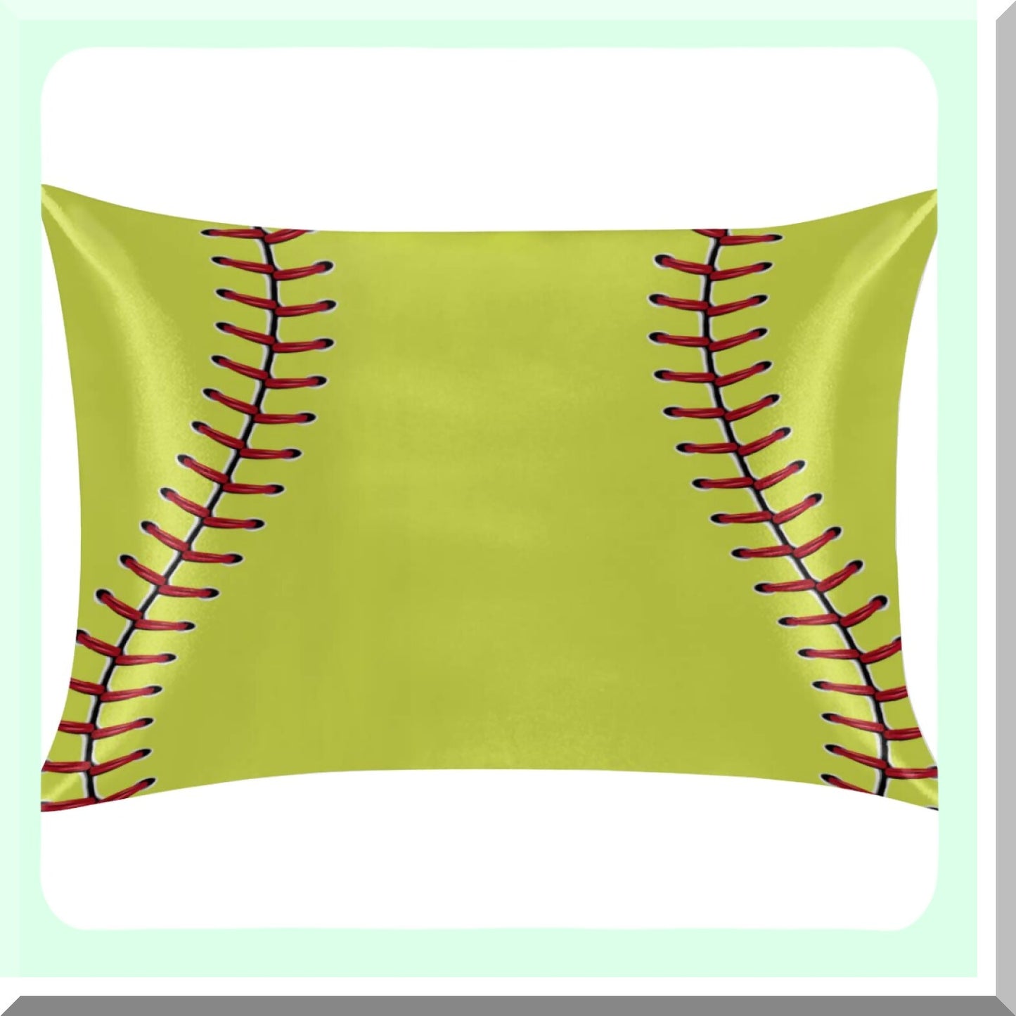 CoolSilk Sport Hair Pillowcase - Yellow Baseball Edition | Soft Breathable Cooling Pillow Cover with Hidden Zipper | Standard Size 20x26in | Gifts for Women Men