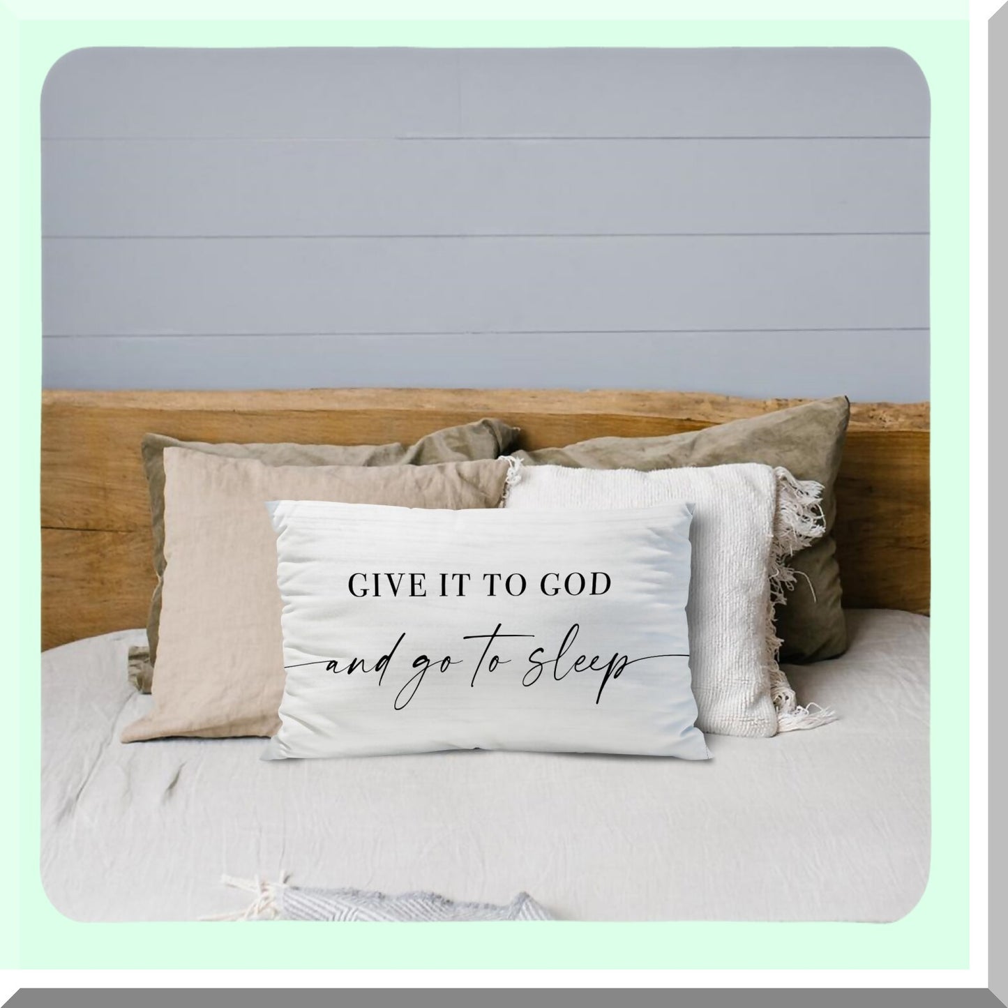 Divine Dreams Pillow Cover - 12x20 White Bed Decor, Give It to God and Go to Sleep Throw Pillow Cover for Bedroom Room, Decorative Bed Pillows