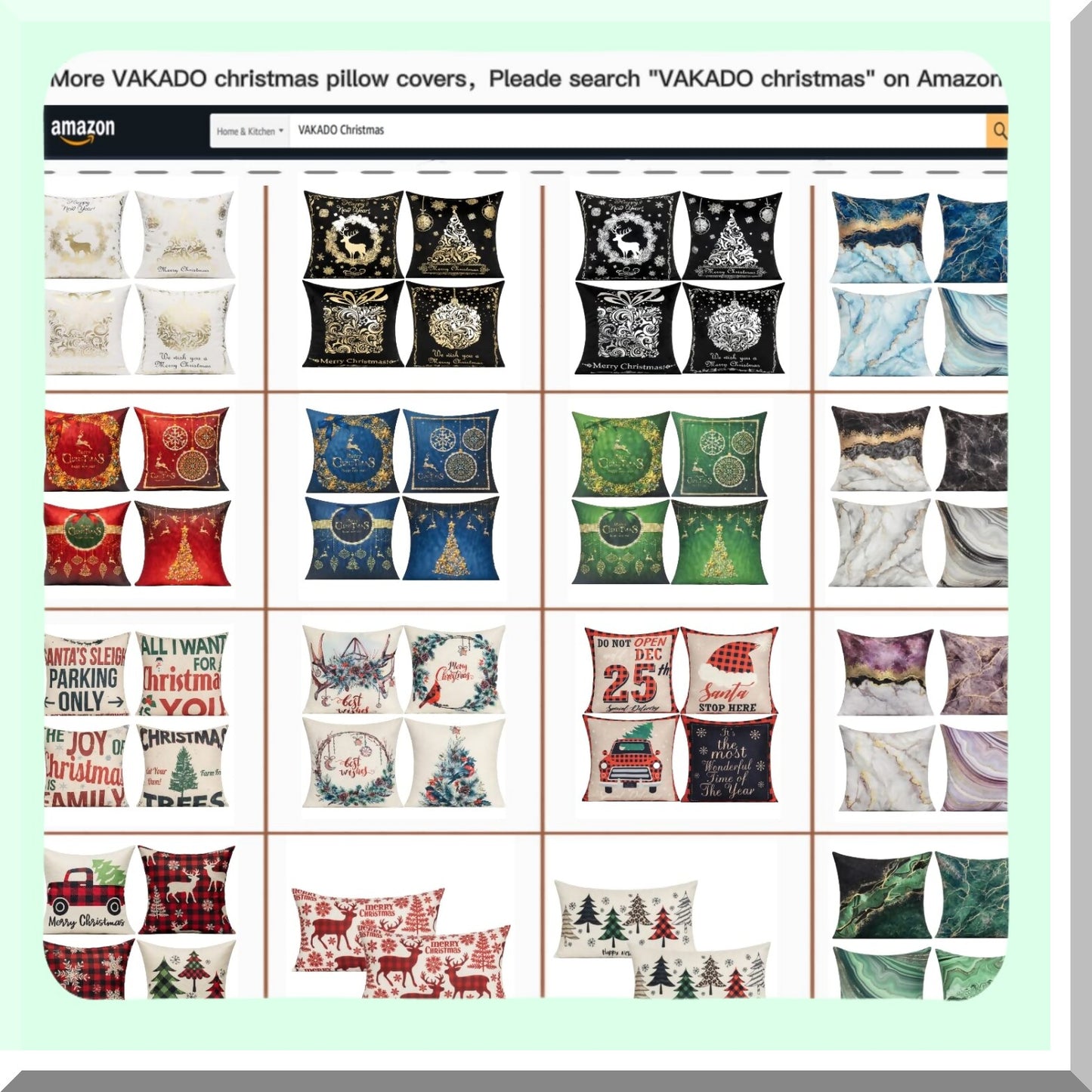 Winter Wonderland Snowflake Lumbar Pillow Covers - Set of 2 | Christmas Tree Holiday Decorative Cushion Cases for Couch, Porch, Farmhouse - Red & Green