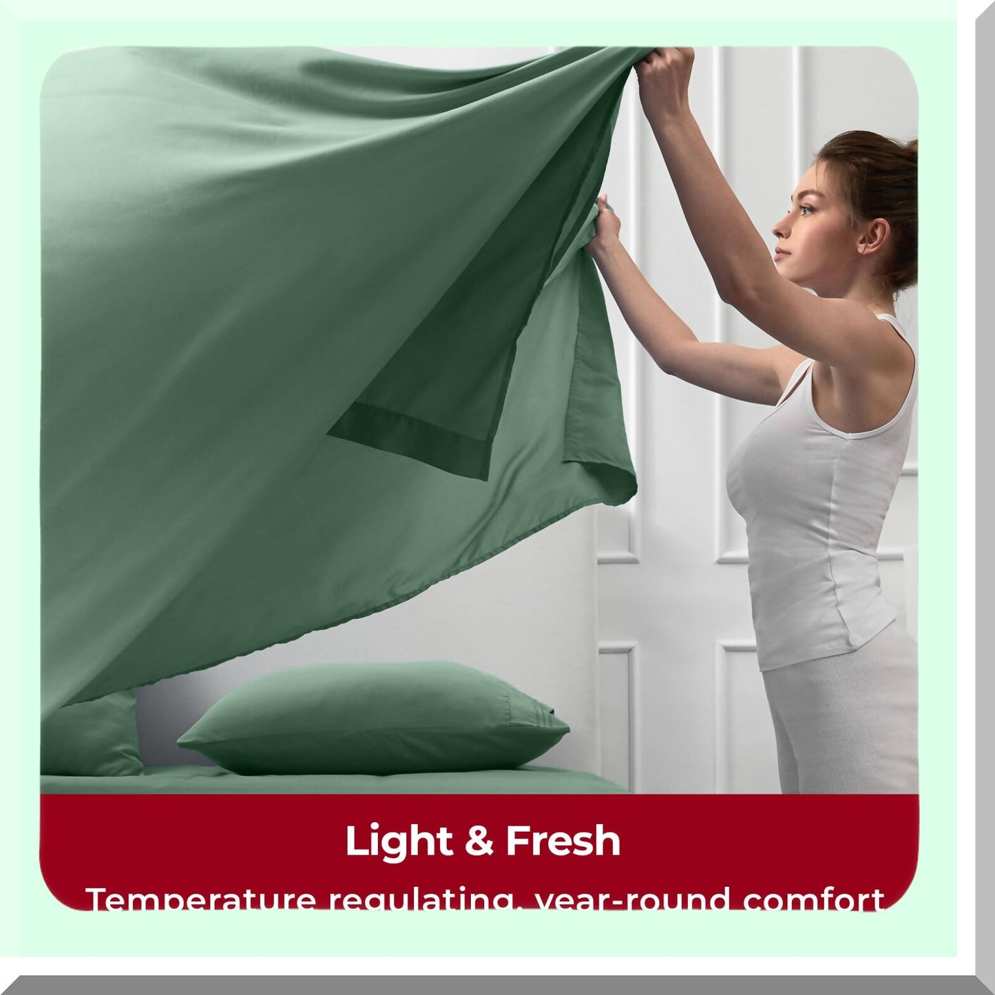 Luxury Emerald Green Cooling Queen Bedding Set - Ultra Soft 6 PC Iconic Collection Sheets & Pillowcases, Deep Pocket up to 16" - Hotel Quality