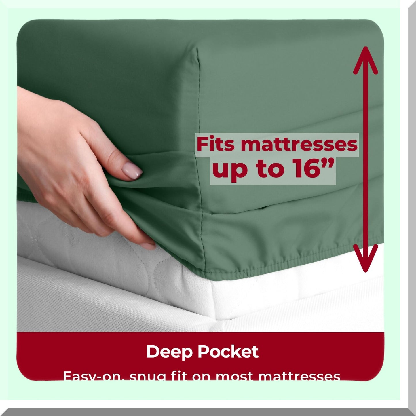 Luxury Emerald Green Cooling Queen Bedding Set - Ultra Soft 6 PC Iconic Collection Sheets & Pillowcases, Deep Pocket up to 16" - Hotel Quality