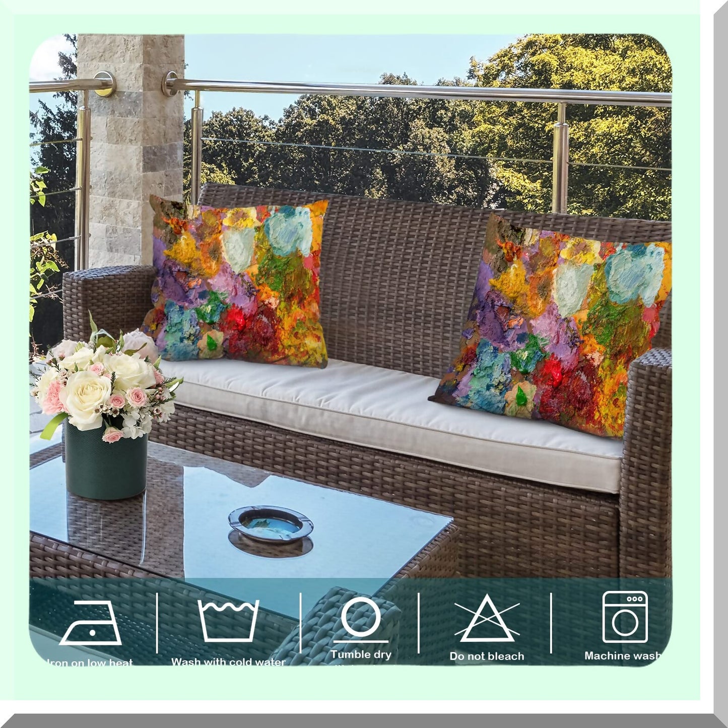 Vibrant Artistic Blend Pillow Covers - Multicolor Abstract Decor for Couch Sofa Bed - Modern Digital Print 20X20 in - Invisible Zipper - Colorful Home Decor