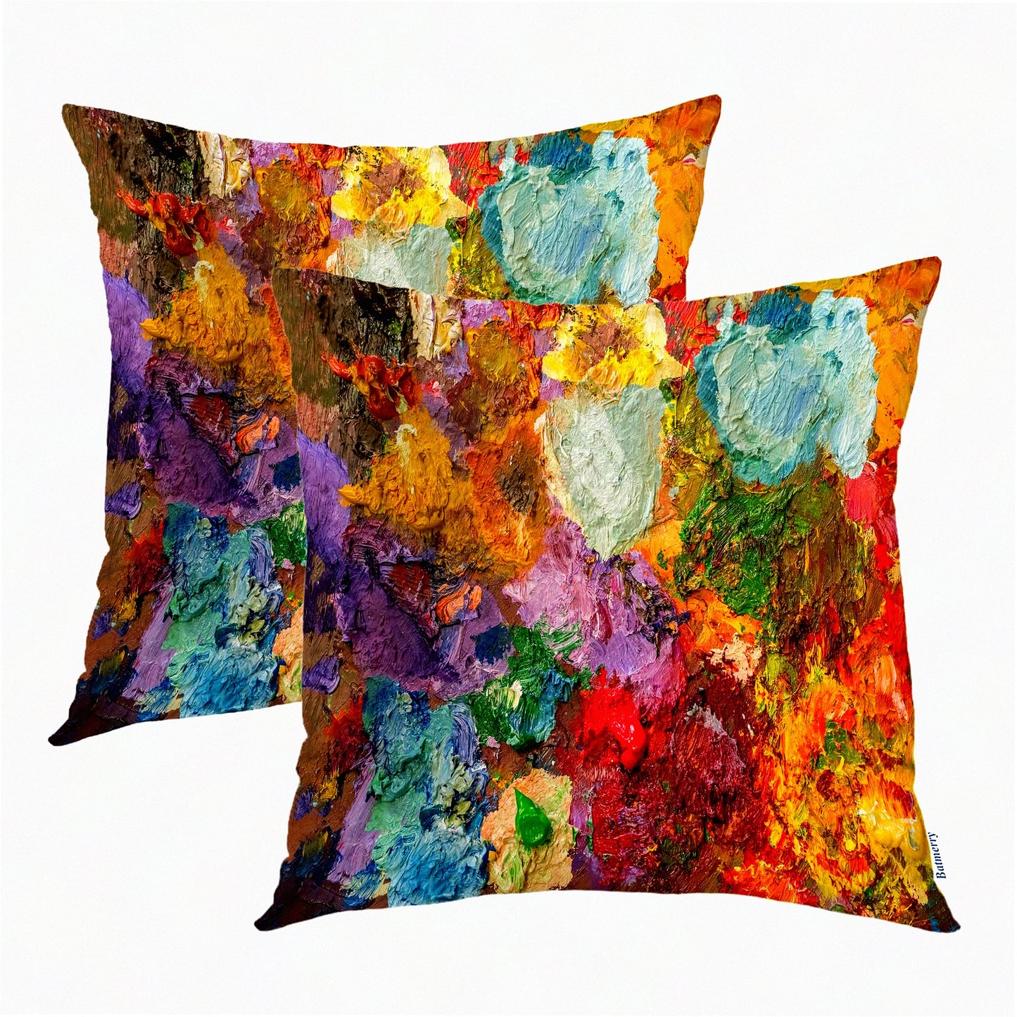 Vibrant Artistic Blend Pillow Covers - Multicolor Abstract Decor for Couch Sofa Bed - Modern Digital Print 20X20 in - Invisible Zipper - Colorful Home Decor