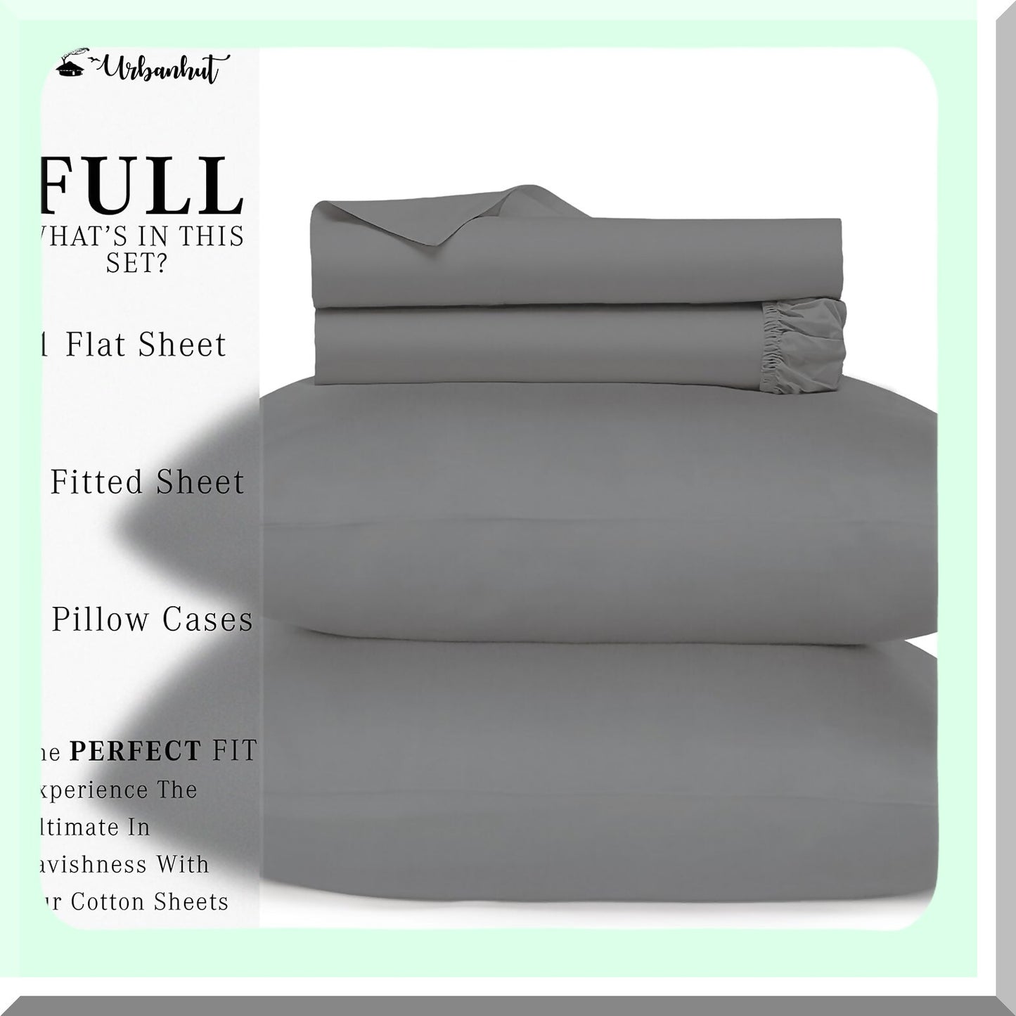 Luxury Sateen Full Size Sheet Set - 700 Thread Count Cotton Sheets, Soft Hotel Bed Sheets, Deep Pocket Dark Grey Sheets for Full Size Bed