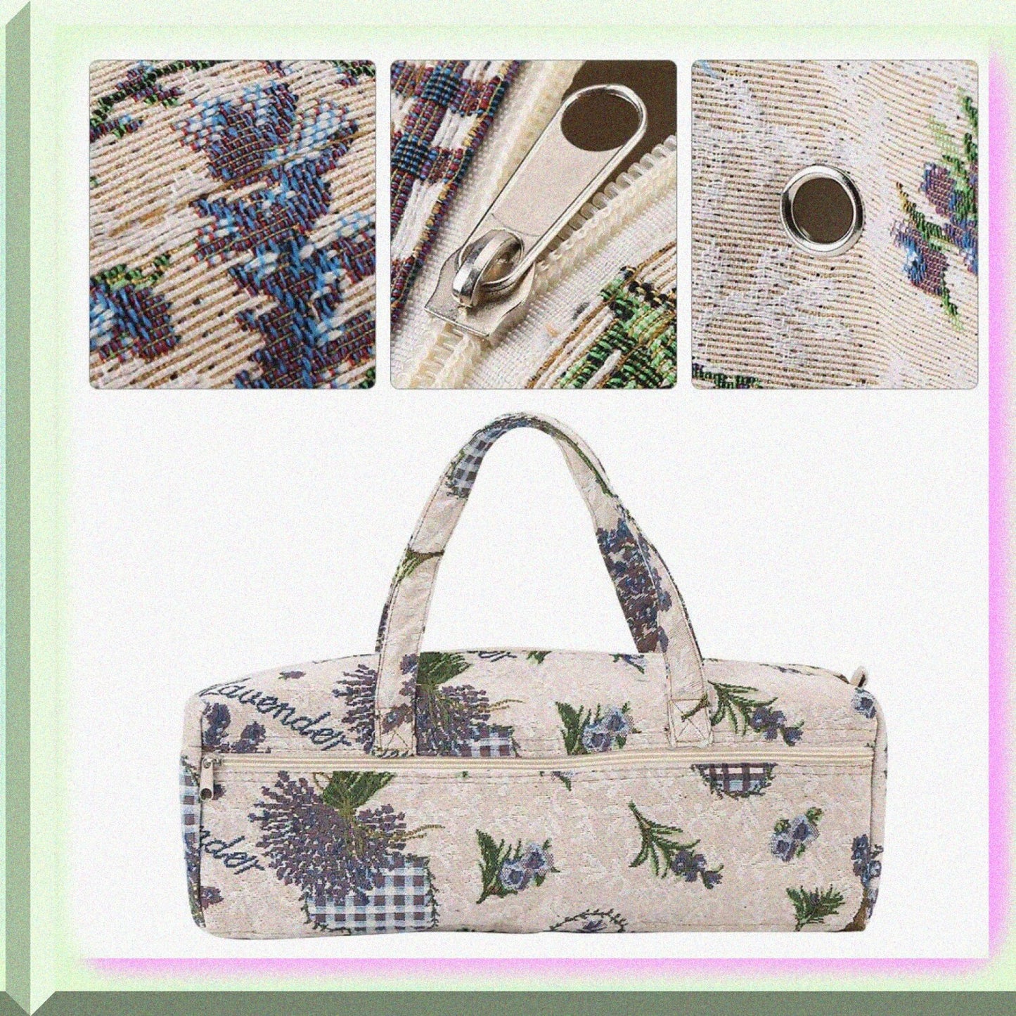 Large Fabric Knitting Needles Bag Purple