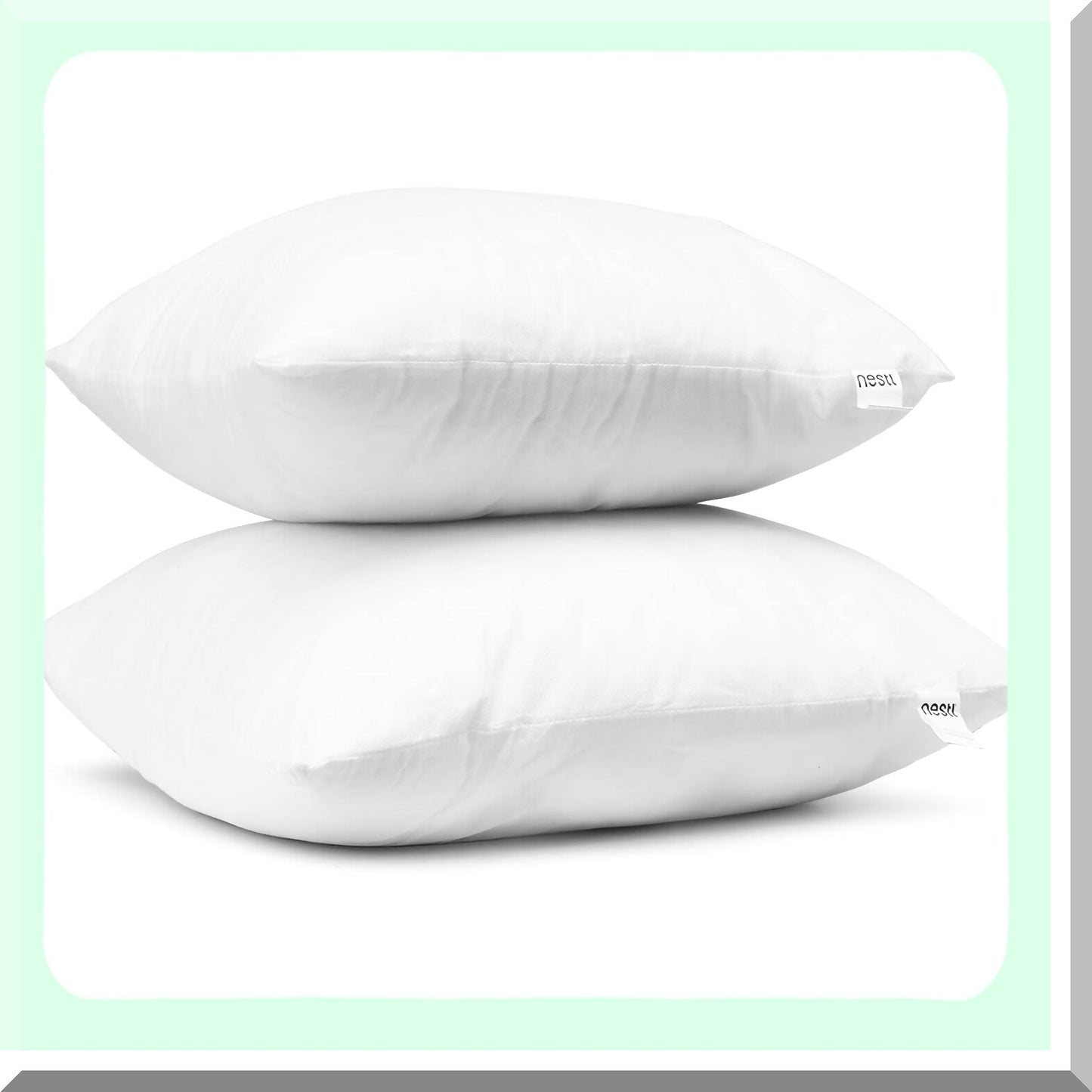 White Luxe Comfort Throw Pillow Set - 18x18 Cushion Inserts for Sofa & Bed - Pack of 2 Decorative Stuffer Pillows - Living Room & Bedroom Décor