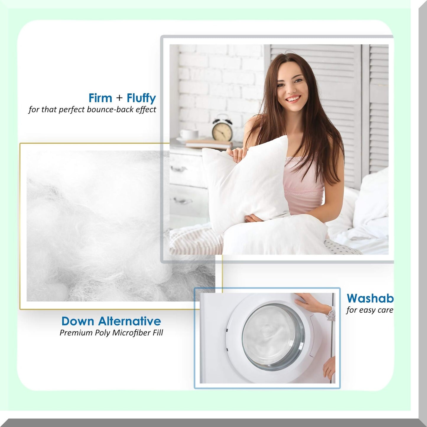 White Luxe Comfort Throw Pillow Set - 18x18 Cushion Inserts for Sofa & Bed - Pack of 2 Decorative Stuffer Pillows - Living Room & Bedroom Décor