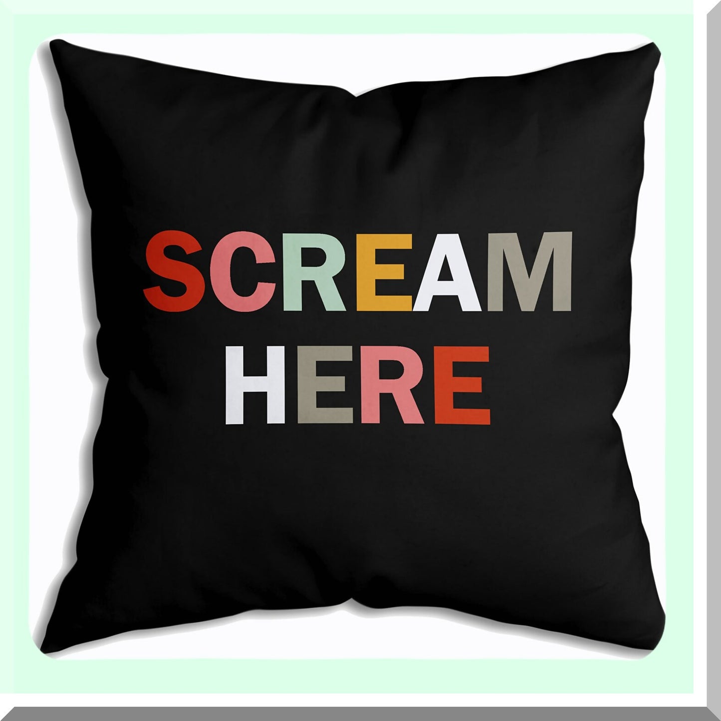 Colorful Scream Relief Throw Pillow - Funny Gag Gift for Stress Relief - Multicolor Cushion Cover for Sofa, Couch, Bed - 18x18 Inch Decor