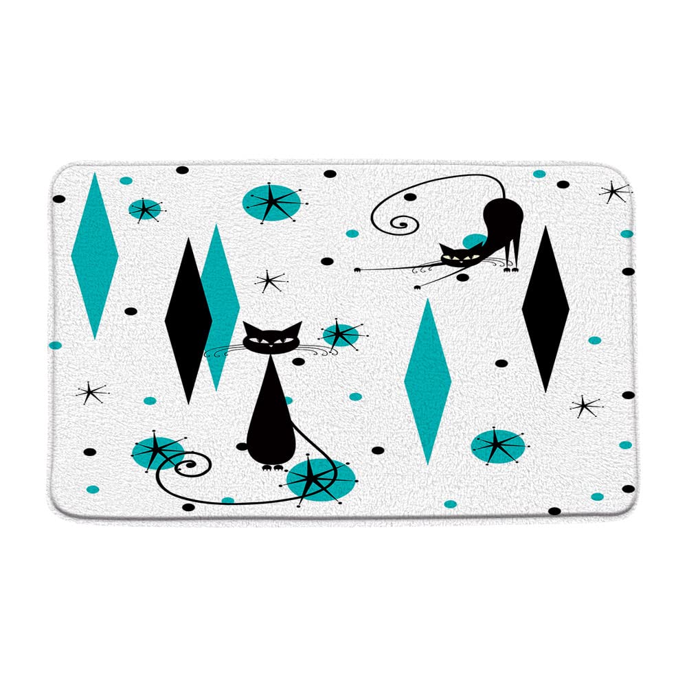 Mid Century Modern Cat Starbursts Bath Mat
