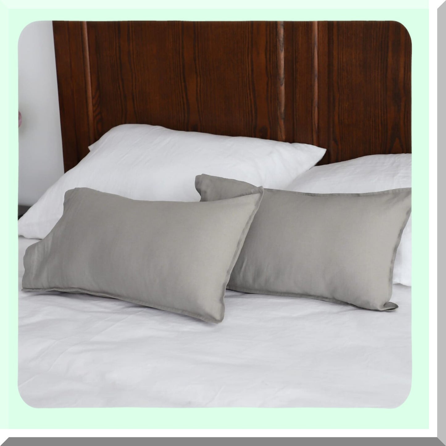 Breathable Farmhouse Grey Linen Lumbar Pillow Covers - Set of 2 12x20 Inch Flax Cotton Blend Rectangular Decorative Throw Cushion Cover for Couch Sofa Bedroom Office