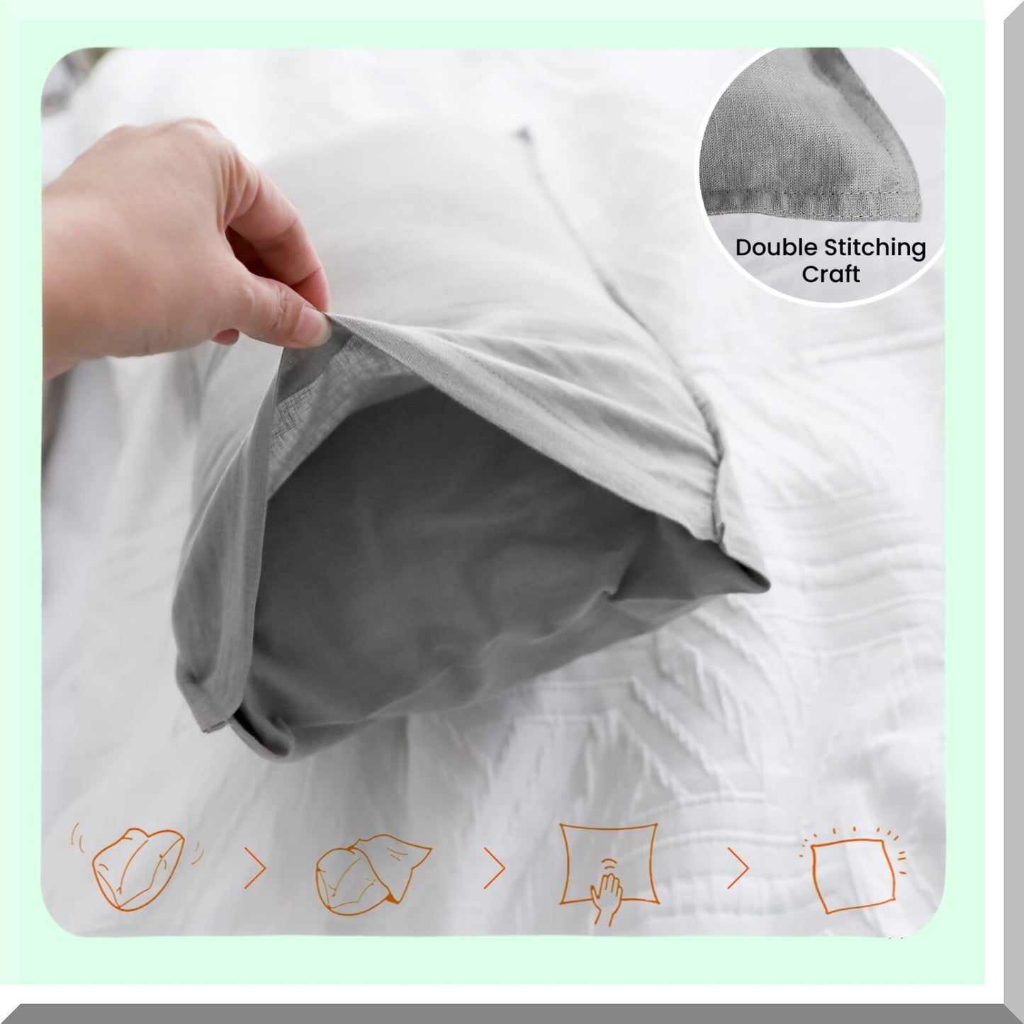 Breathable Farmhouse Grey Linen Lumbar Pillow Covers - Set of 2 12x20 Inch Flax Cotton Blend Rectangular Decorative Throw Cushion Cover for Couch Sofa Bedroom Office