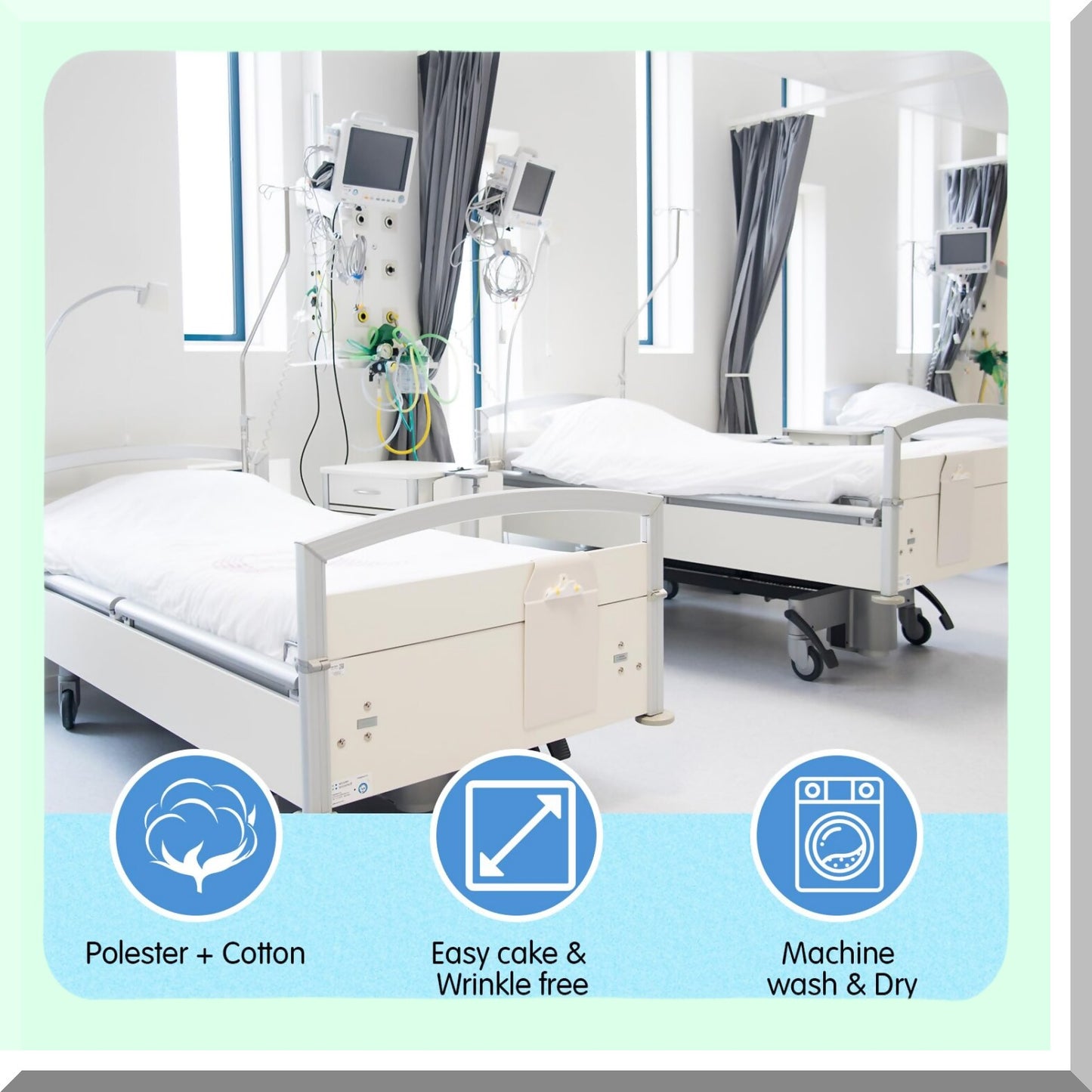 Hospital Bed Sheet Set - 2 Pack Fitted Sheets 36 x 84 x 14 Inch - Elastic All Around - White - for Home, Hotel, Hospital, Massage Table - Pillow Cases Included