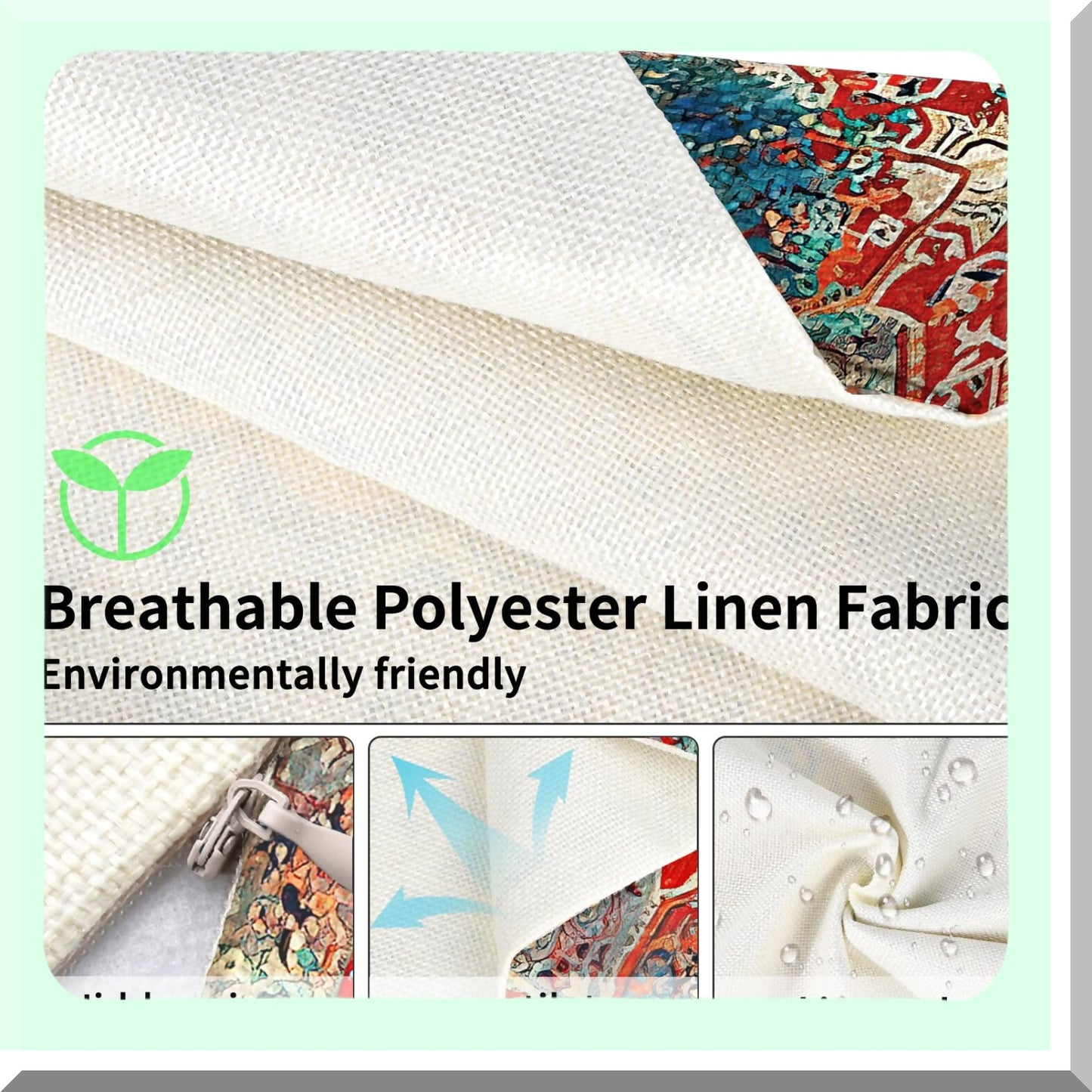 Vintage Persian Boho Red Blue Linen Pillowcase - Ethnic Decorative Throw Pillow Cover 12x20 Inch - Antique Home Decor Cases