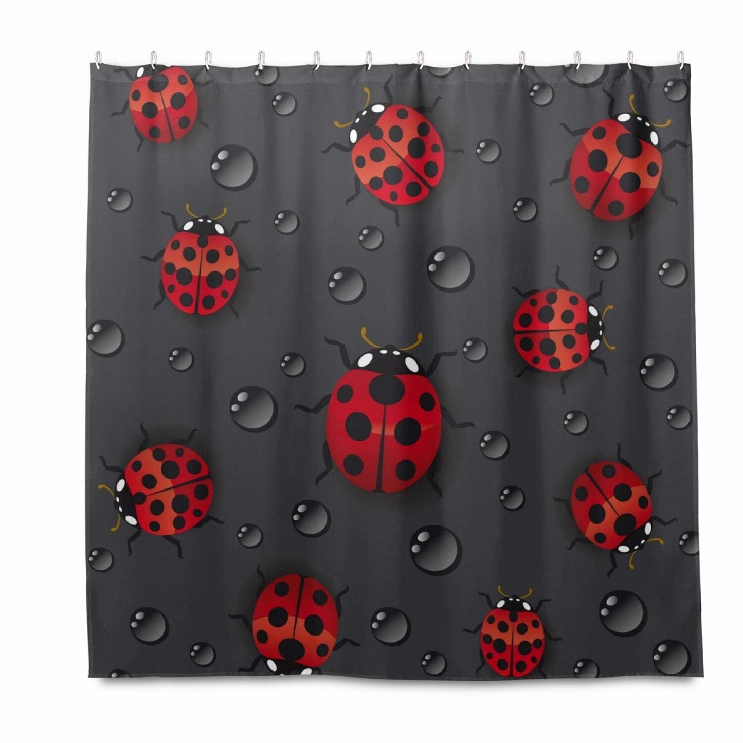 Ladybugs Water Drop Pattern Shower Curtain 72x72 inch