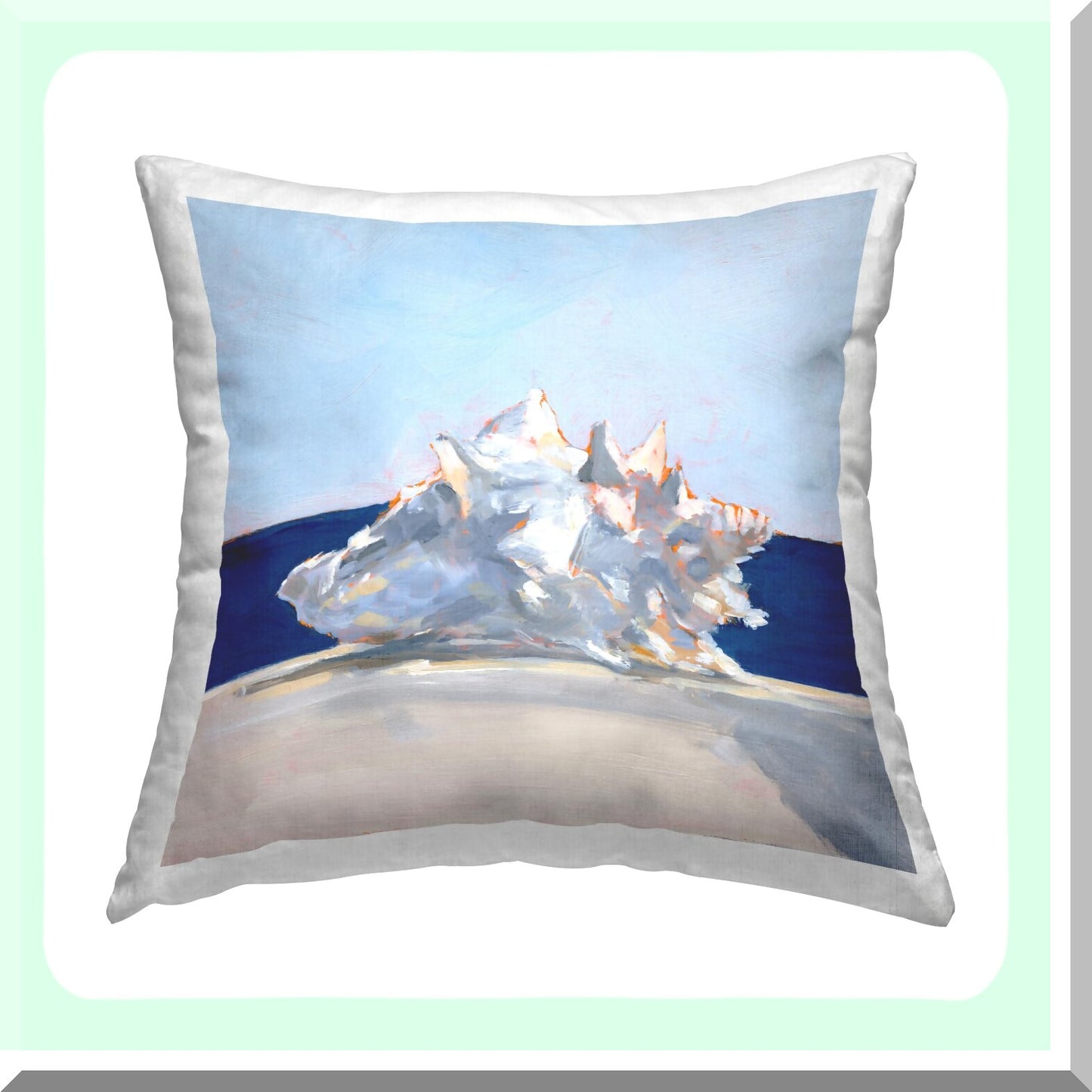 Ocean Breeze Coastal Decorative Throw Pillow - Blue Conch Shell Design - 18 x 18 inches - Modern Home Accent by Ethan Harper