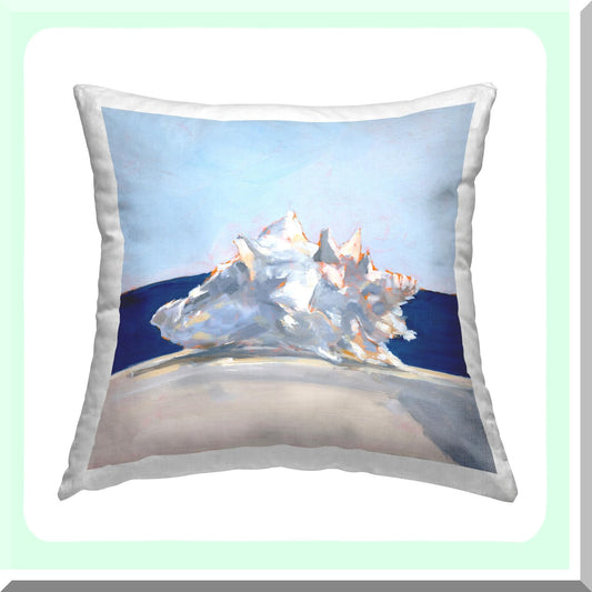 Ocean Breeze Coastal Decorative Throw Pillow - Blue Conch Shell Design - 18 x 18 inches - Modern Home Accent by Ethan Harper
