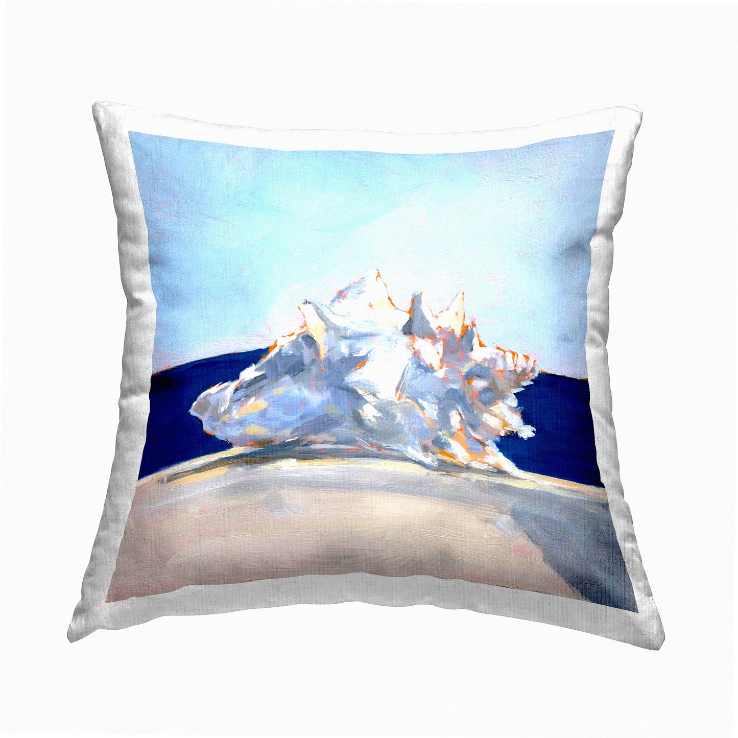Ocean Breeze Coastal Decorative Throw Pillow - Blue Conch Shell Design - 18 x 18 inches - Modern Home Accent by Ethan Harper