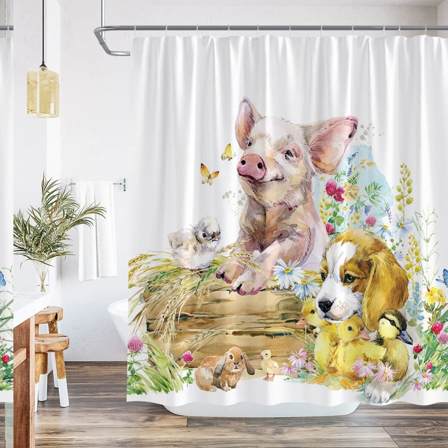 Farm Animal Shower Curtain 70x70 Inch