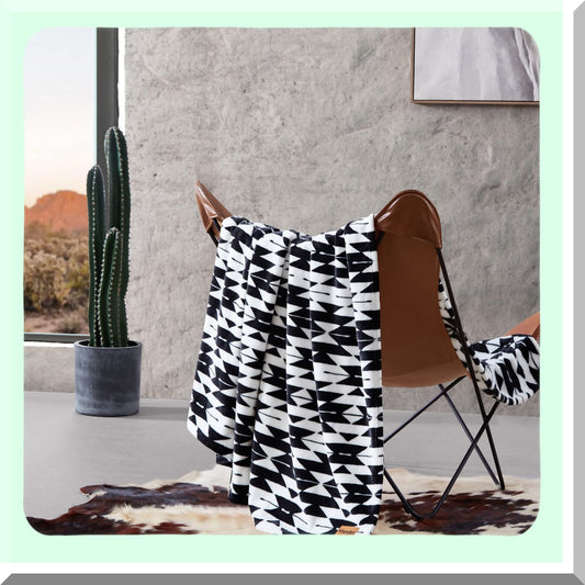 UltraSoft Navajo Black Fleece Throw - Oversized 50x70 Blanket