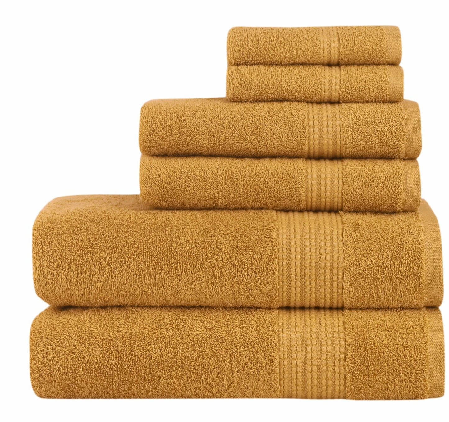6-Piece Turkish Cotton Towel Set, Mustard